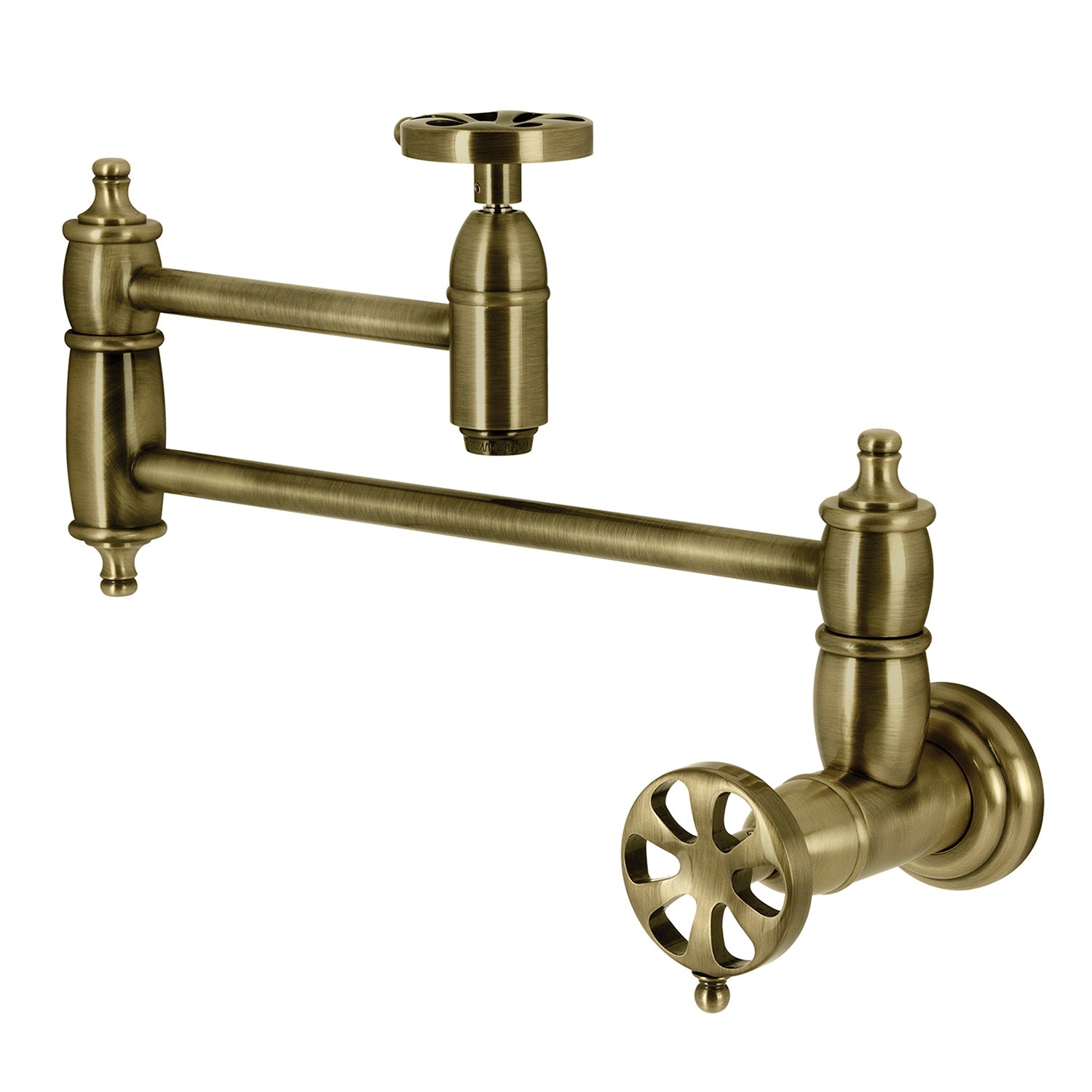 Kingston Tulare KS3103RX - Belknap Robinet de remplissage de pot à deux poignées 1 trou, laiton antique