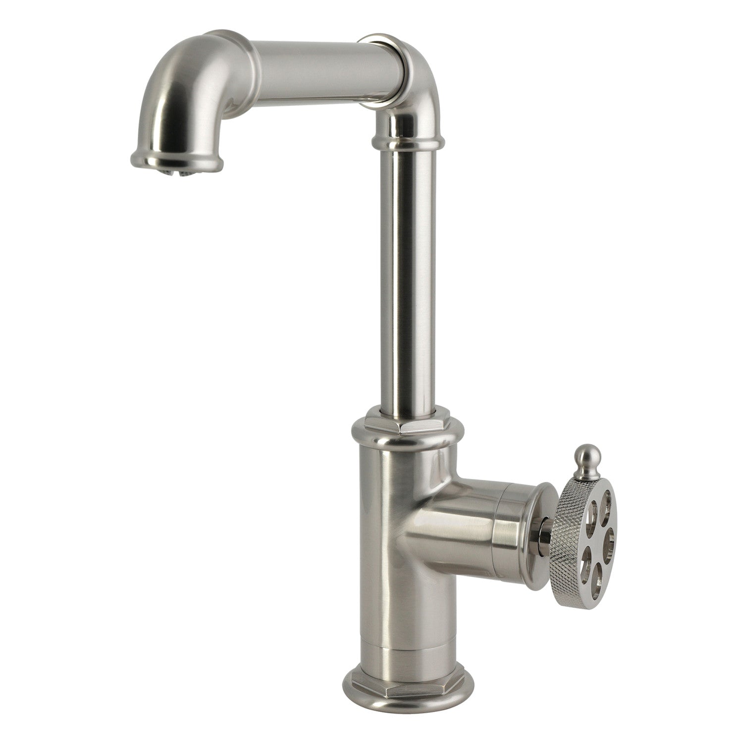 Kingston Wendell LS6108RKZ Robinet de bar à une poignée 1 trou avec poignée moletée, nickel brossé