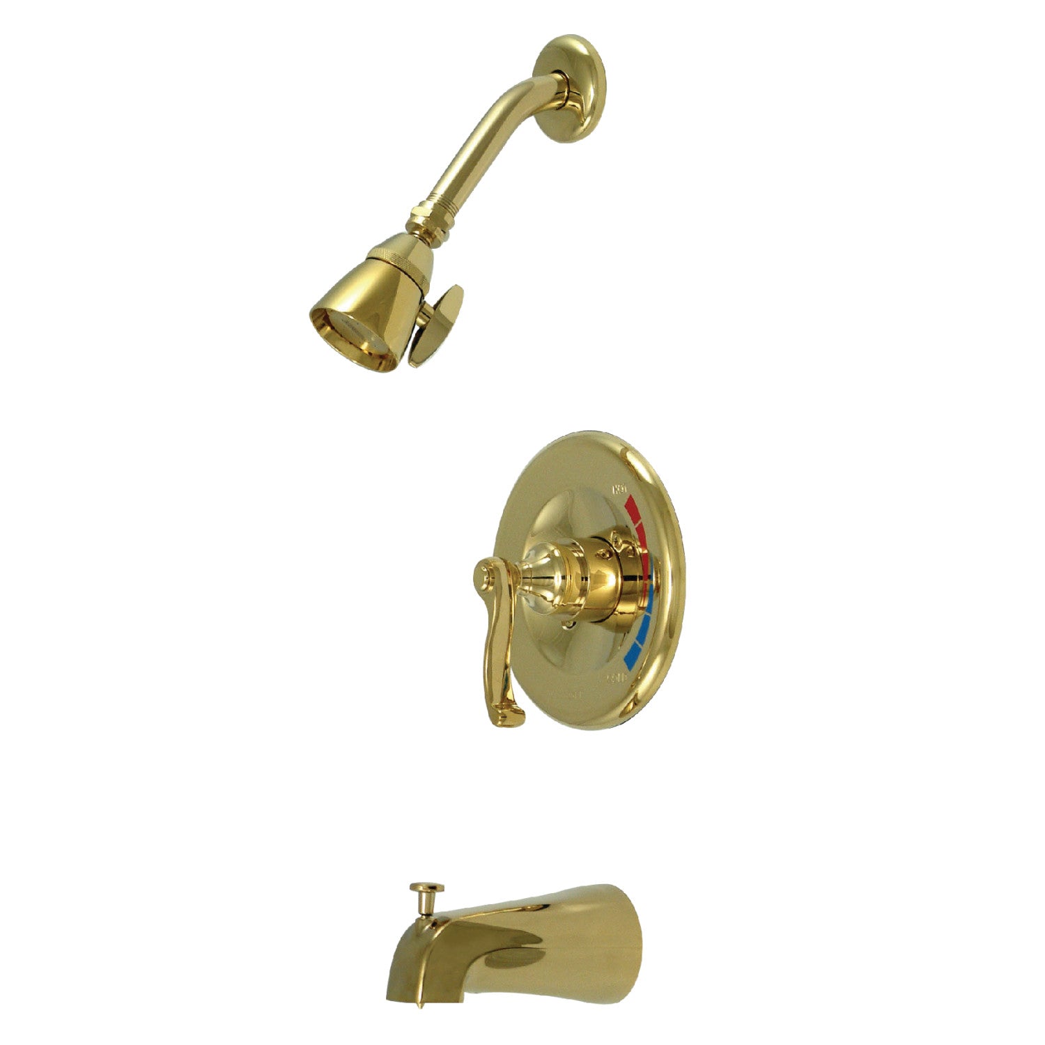 Kingston Tulare KB8632FL - Robinet de baignoire et de douche équilibré à une poignée Royale, laiton poli