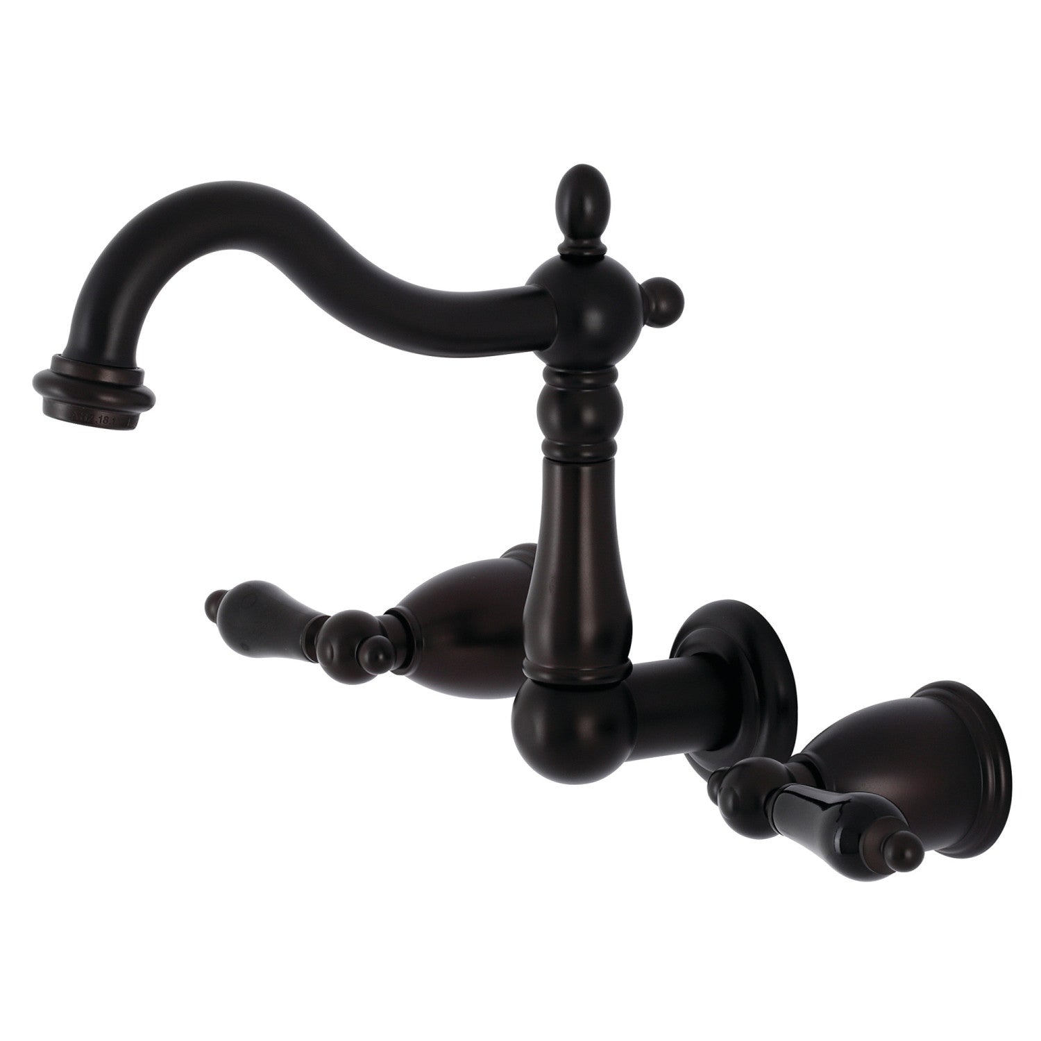 Kingston Heirloom KS1255PKL - Robinet de salle de bains à double poignée 3 trous Wall Mount, bronze frotté à l'huile