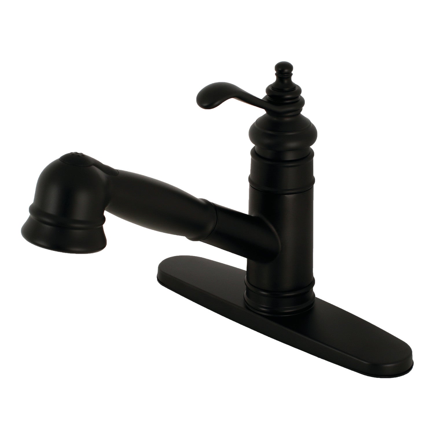 Kingston Heirloom GSC7570TL - Templeton monomanche 1-or-3 Trou montage sur plage extractible Pulvérisateur Robinet de cuisine, Noir mat