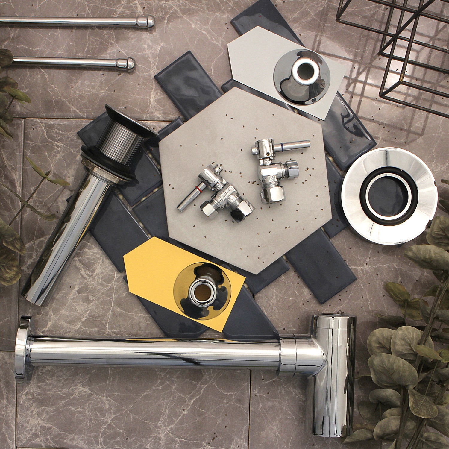Kingston Sona CC53301DLVKB30 - Trimscape Modern Plumbing Sink Trim Kit with Bottle Trap and Drain, Polished Chrome