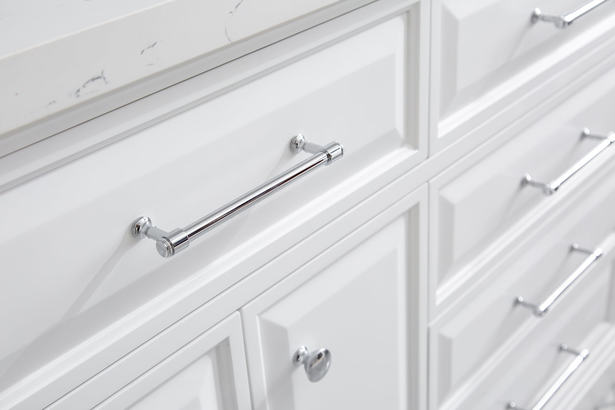 Kingston Luxe PA72QZ01PW - 72 in. x 22 in. Bathroom Vanity Quartz Top and White Basin, Pure White
