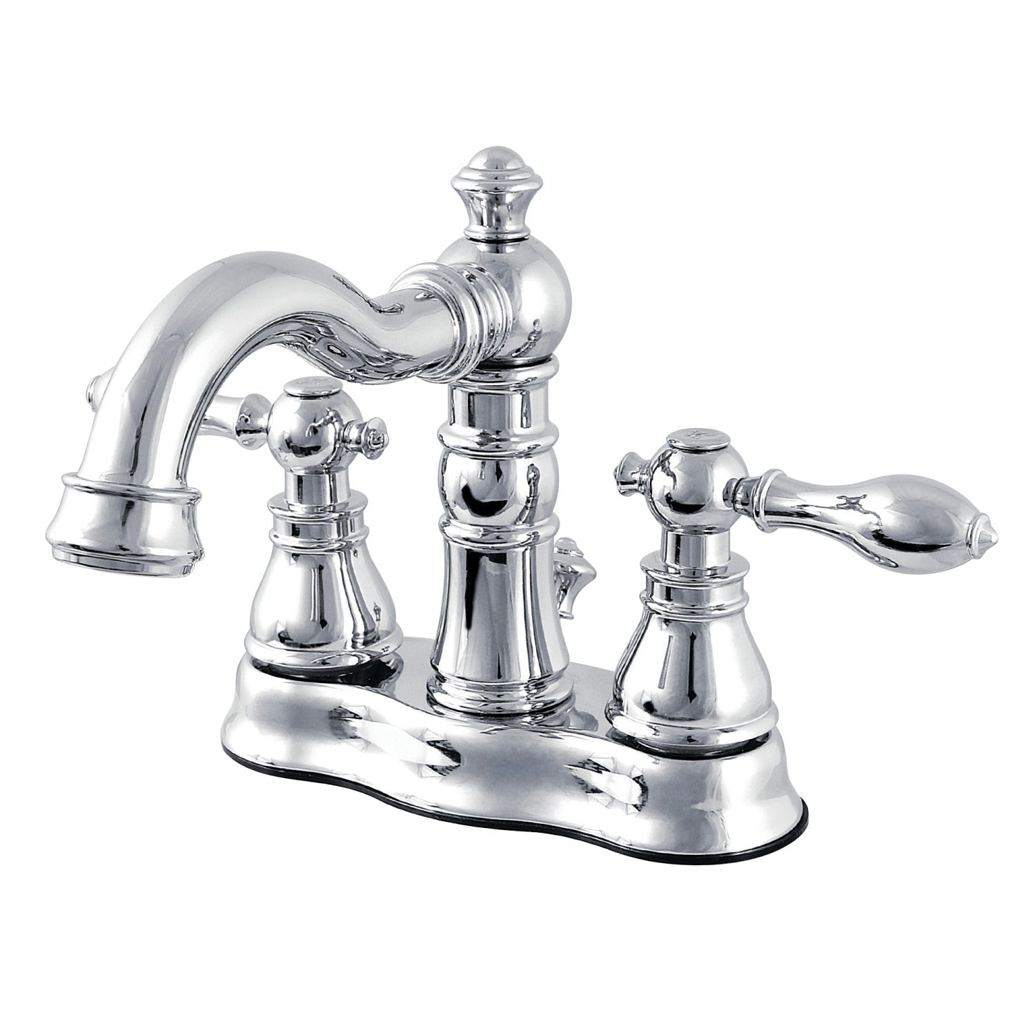 Kingston Heirloom FSC1601ACL - American Classic Double-Handle 3 trous montage sur plage 4-Inch Centerset Robinet de salle de bains avec laiton à tirette, poli Chrome