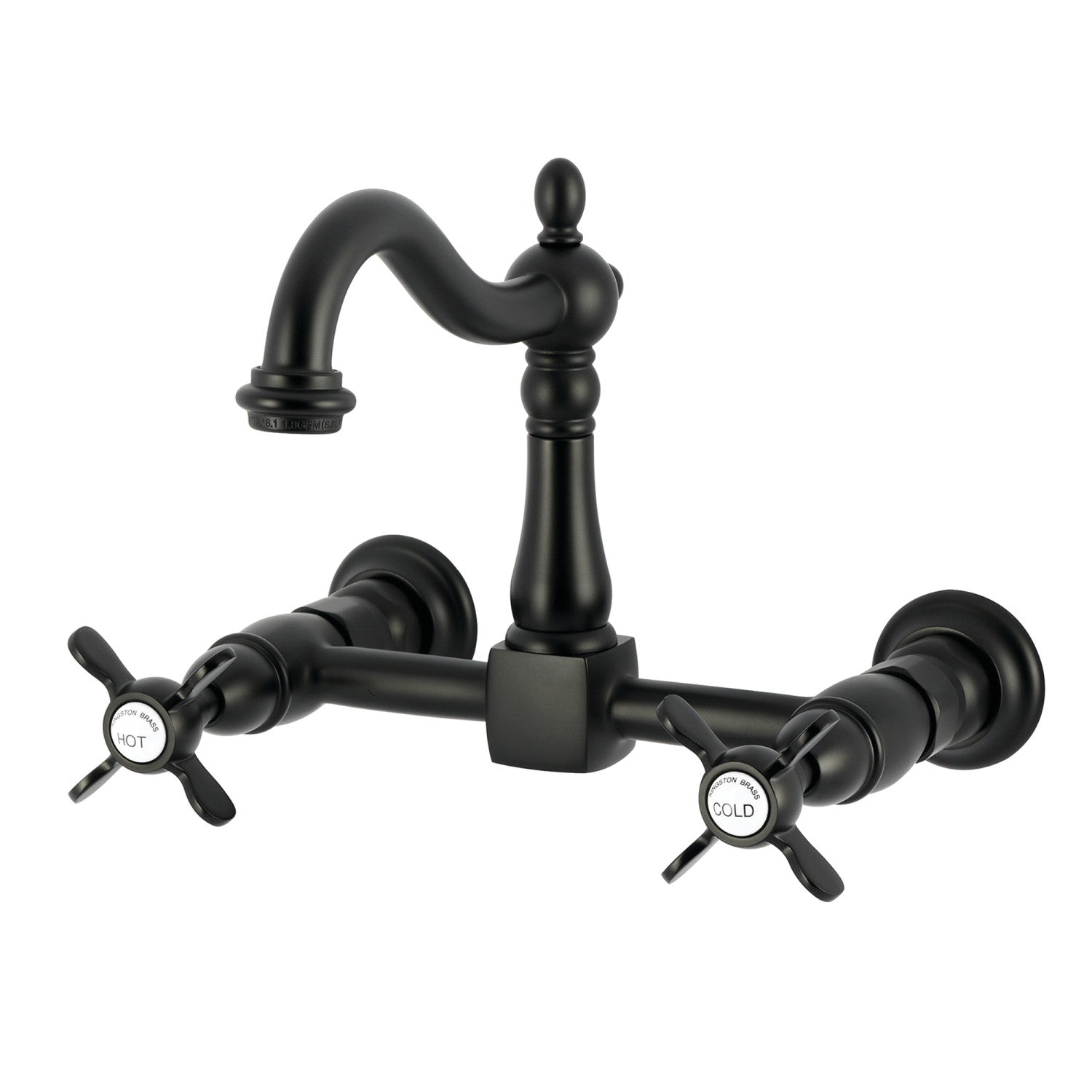 Kingston Heirloom KS1260BEX - Robinet de cuisine à deux poignées 2 trous, noir mat