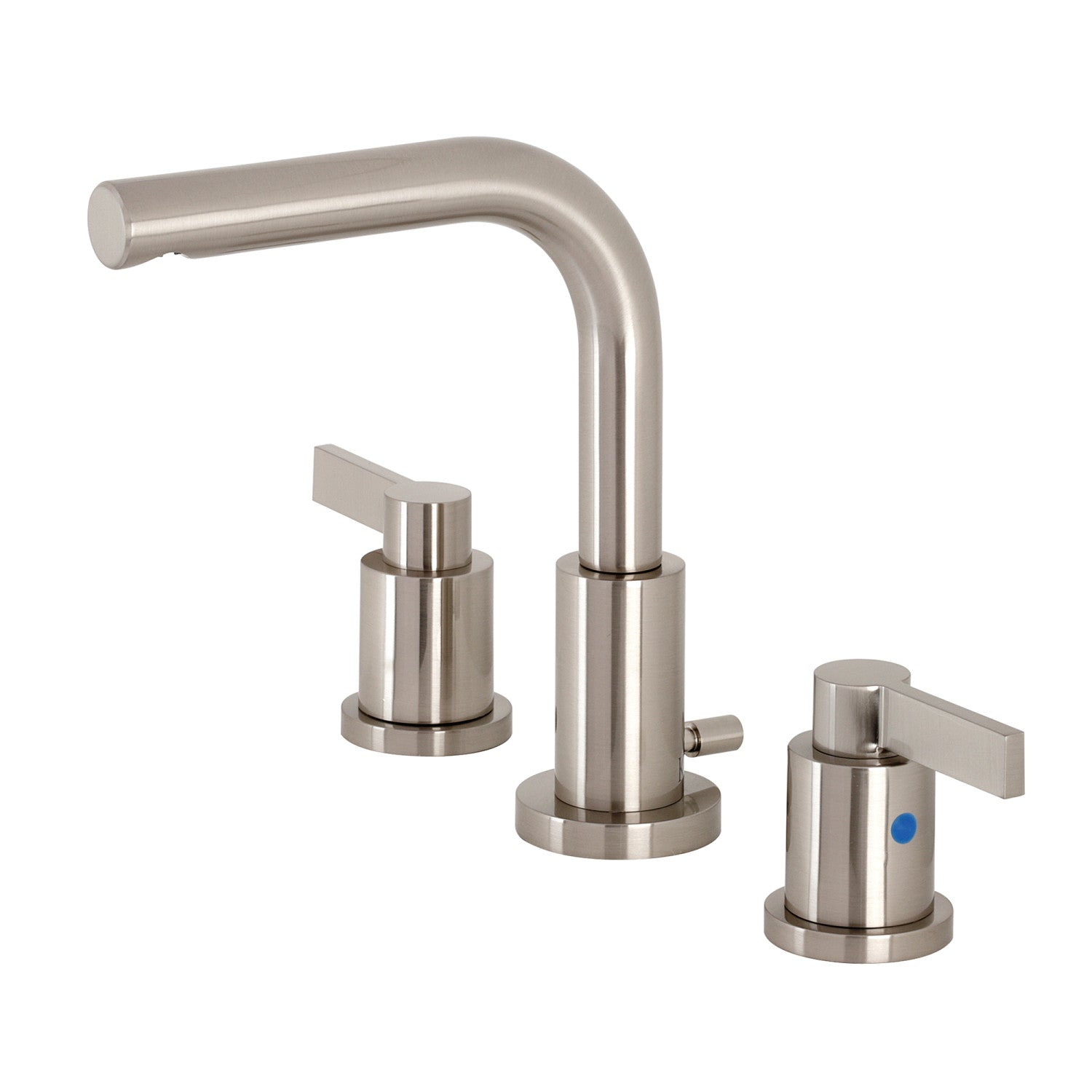 Kingston Sona FSC8958NDL - NuvoFusion Robinet de salle de bain à deux poignées 3 trous Robinet de salle de bain à large montage avec à tirette en laiton, nickel brossé