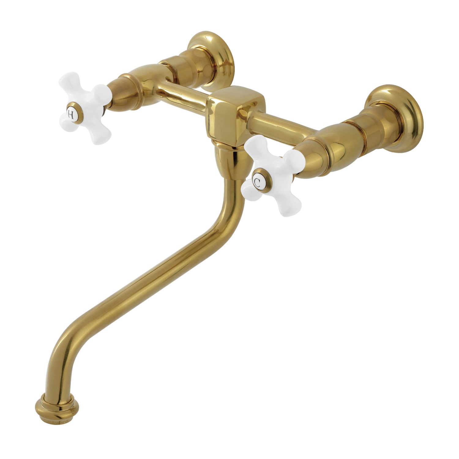 Kingston Heirloom KS1217PX - Robinet de salle de bains à double poignée Heritage 2 trous, laiton brossé