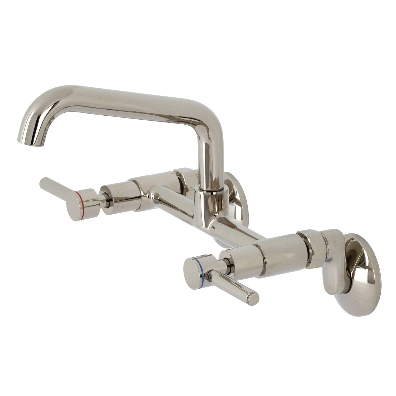 Kingston Sona KS823PN - Robinet de cuisine à deux poignées Concord 2 trous Wall Mount Bridge, nickel poli