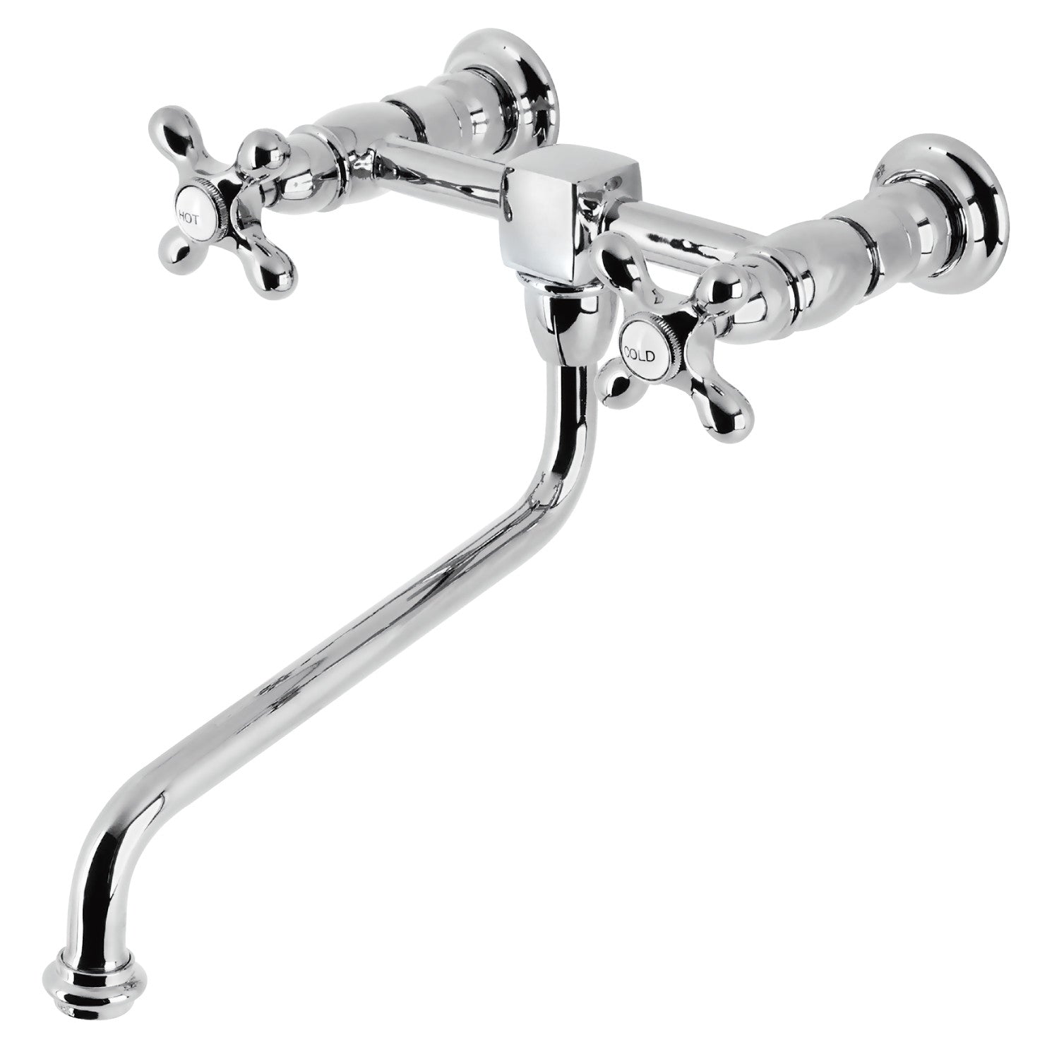 Kingston Heirloom KS1201AX - Robinet de cuisine à deux poignées Heritage 2 trous, chrome poli