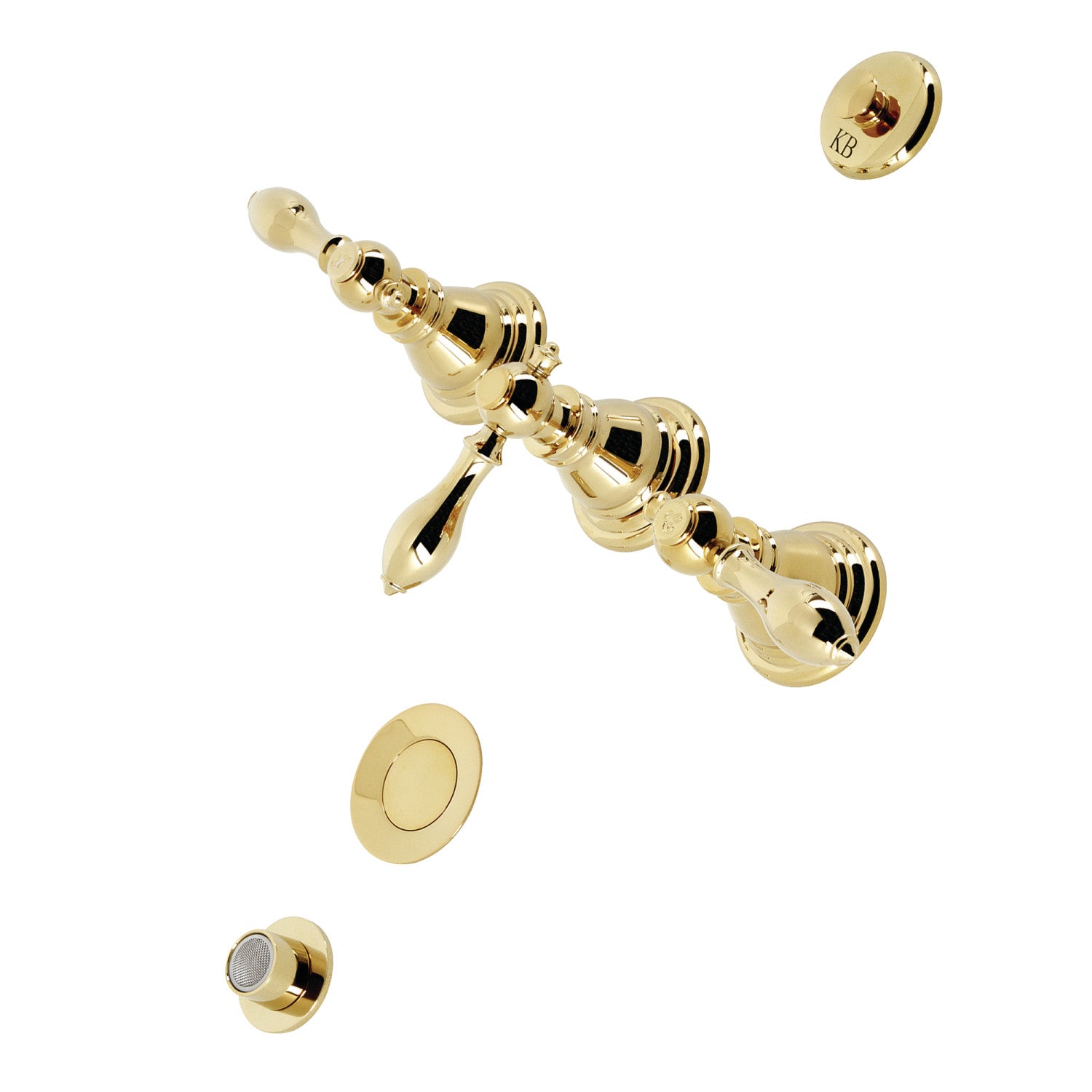 Kingston Heirloom KB322ACL - Robinet de bidet vertical classique à trois poignées avec laiton à tirette, laiton poli
