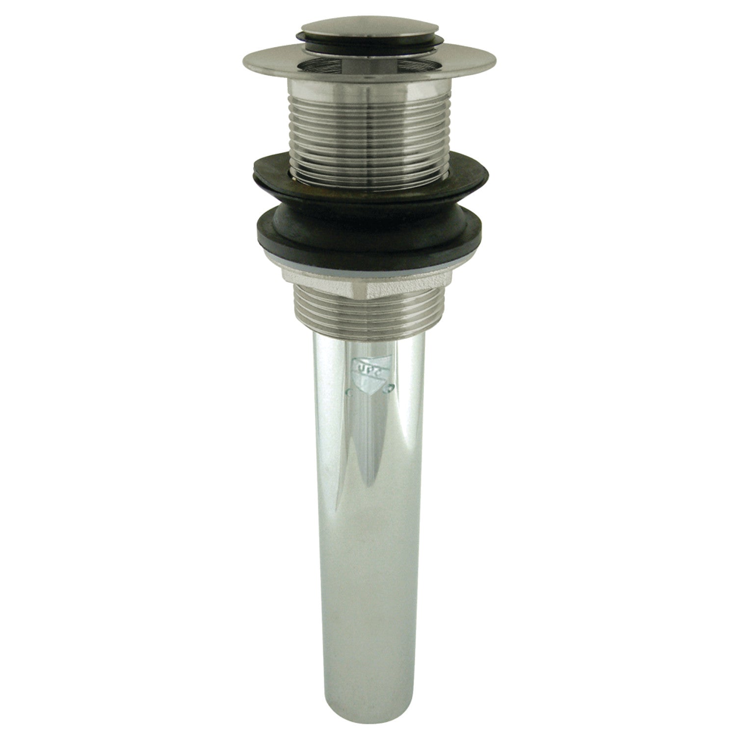 Kingston Trimscape EV8008 Brass Push Pop-Up Bathroom Sink Drain without Overflow, 22 Gauge, Brushed Nickel