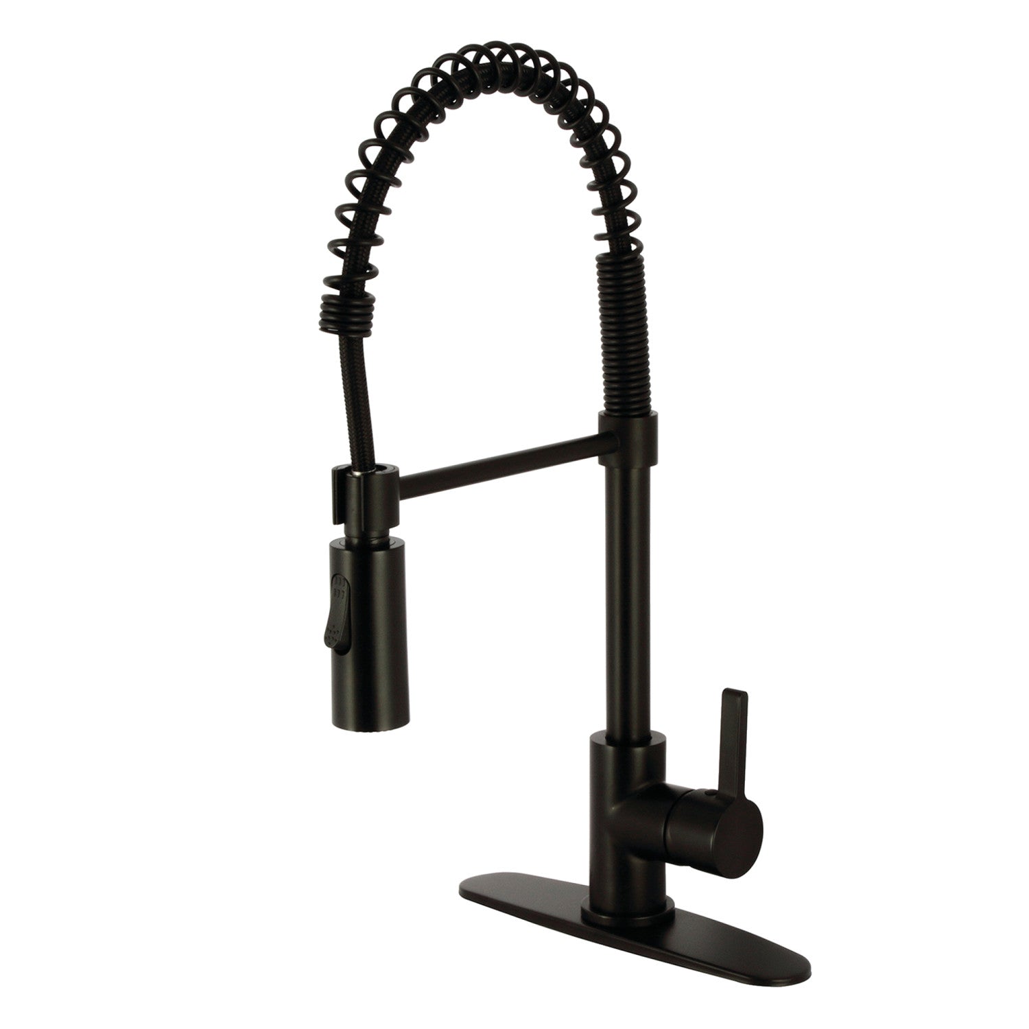 Kingston Sona LS8770CTL - Continental Single-Handle 1-Hole Deck Mount Pre-Rinse Kitchen Faucet, Matte Black