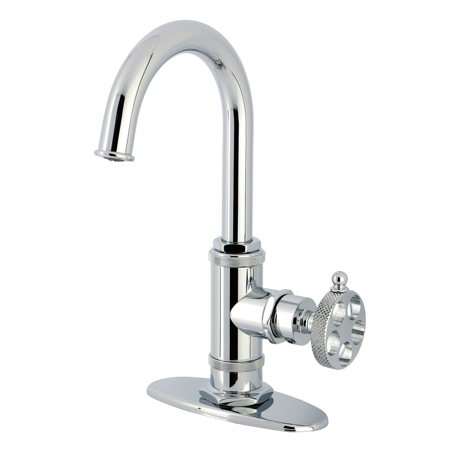 Kingston Sona KSD8501RKX - Robinet de barre de montage de plate-forme à une poignée Webb 1 trou avec poignée moletée, chrome poli