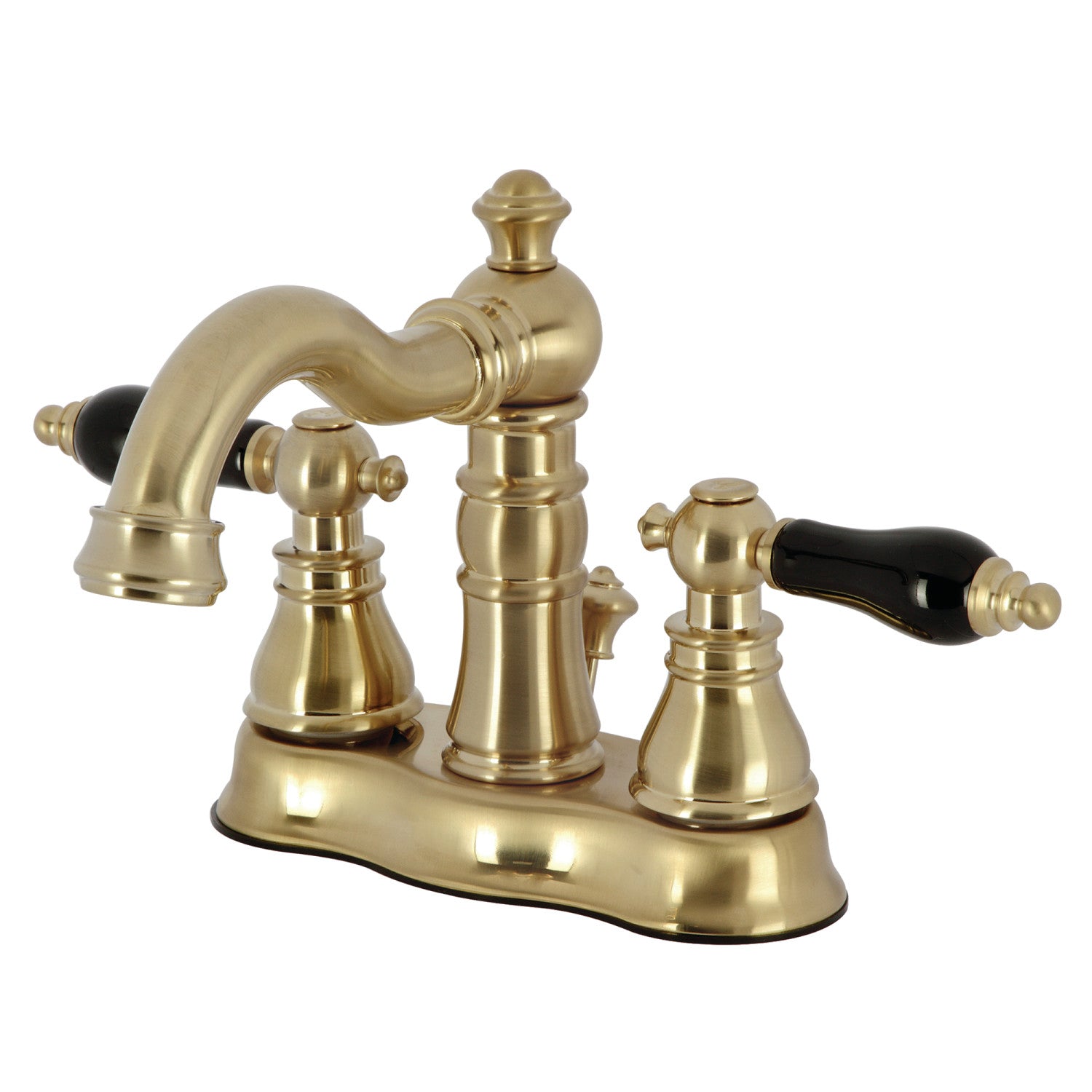 Kingston Heirloom FSC1603AKL - Duchess Double-Handle 3 trous montage sur plage 4-Inch Centerset Robinet de salle de bain avec laiton à tirette, laiton brossé