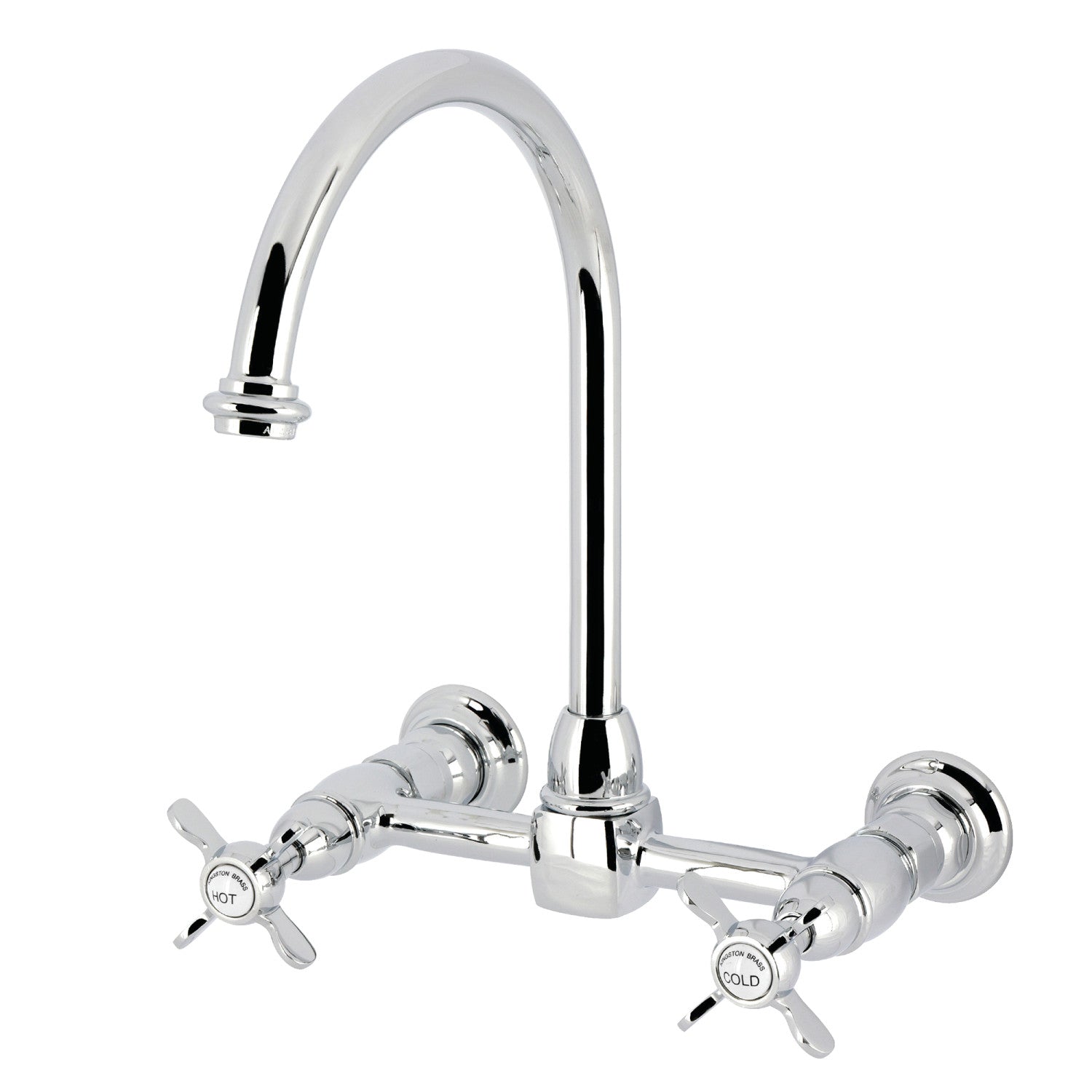 Kingston Tulare KS1291BEX - Robinet de cuisine à deux poignées 2 trous Wall Mount Bridge, chrome poli