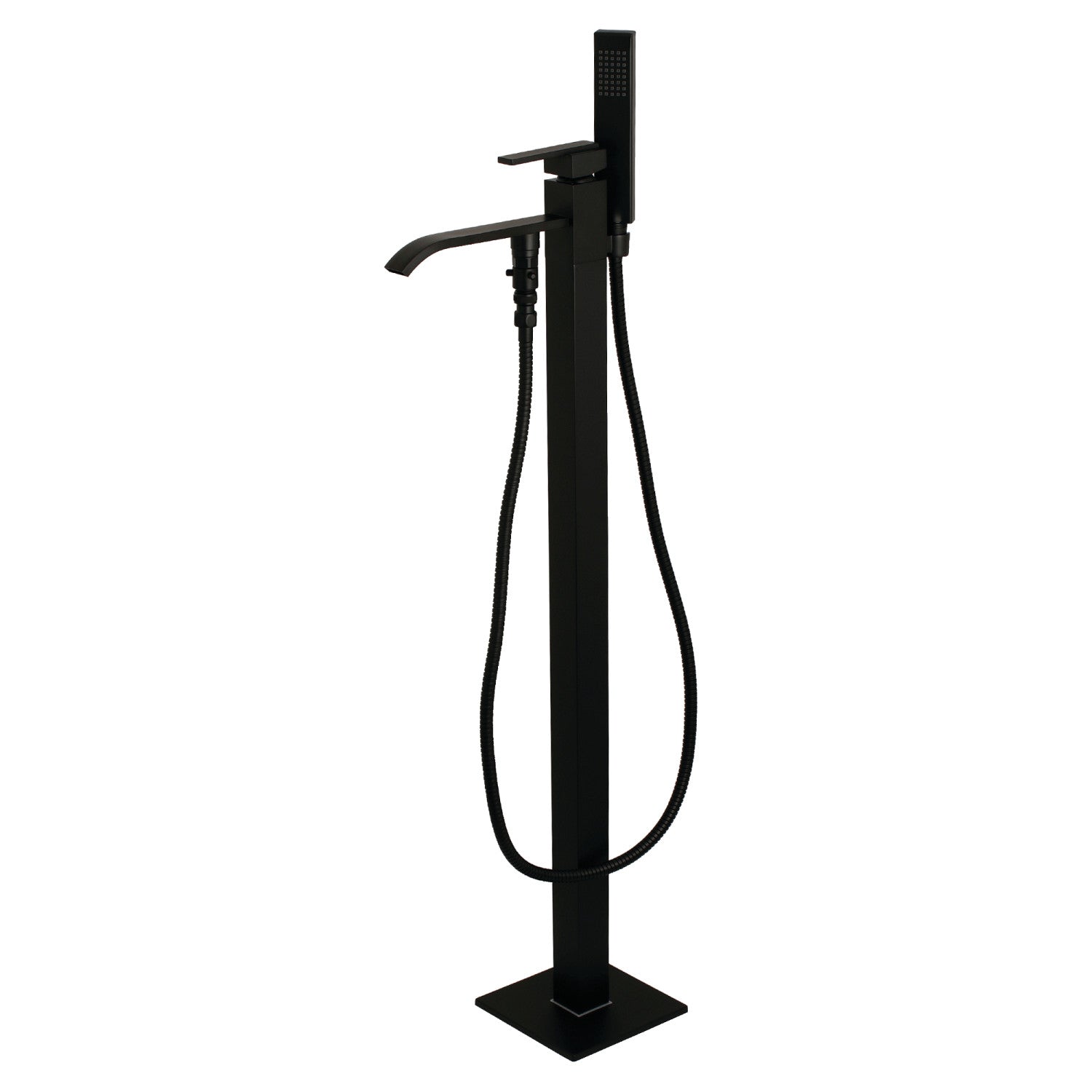 Kingston Sona KS4130QLL - Robinet de baignoire autoportant à une poignée avec douchette, noir mat