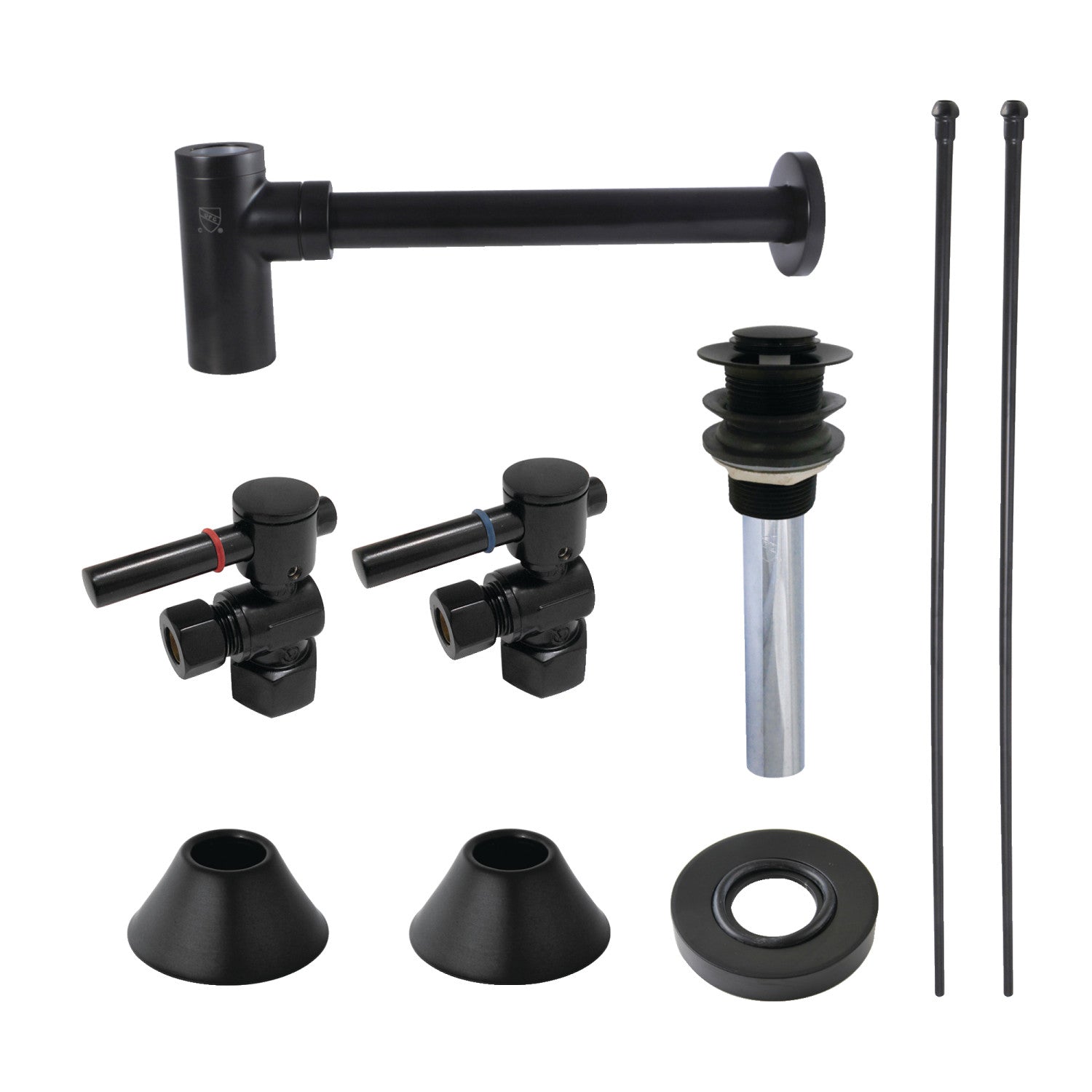 Kingston Sona CC43100DLVKB30 - Trimscape Modern Plumbing Sink Trim Kit with Bottle Trap and Drain, Matte Black