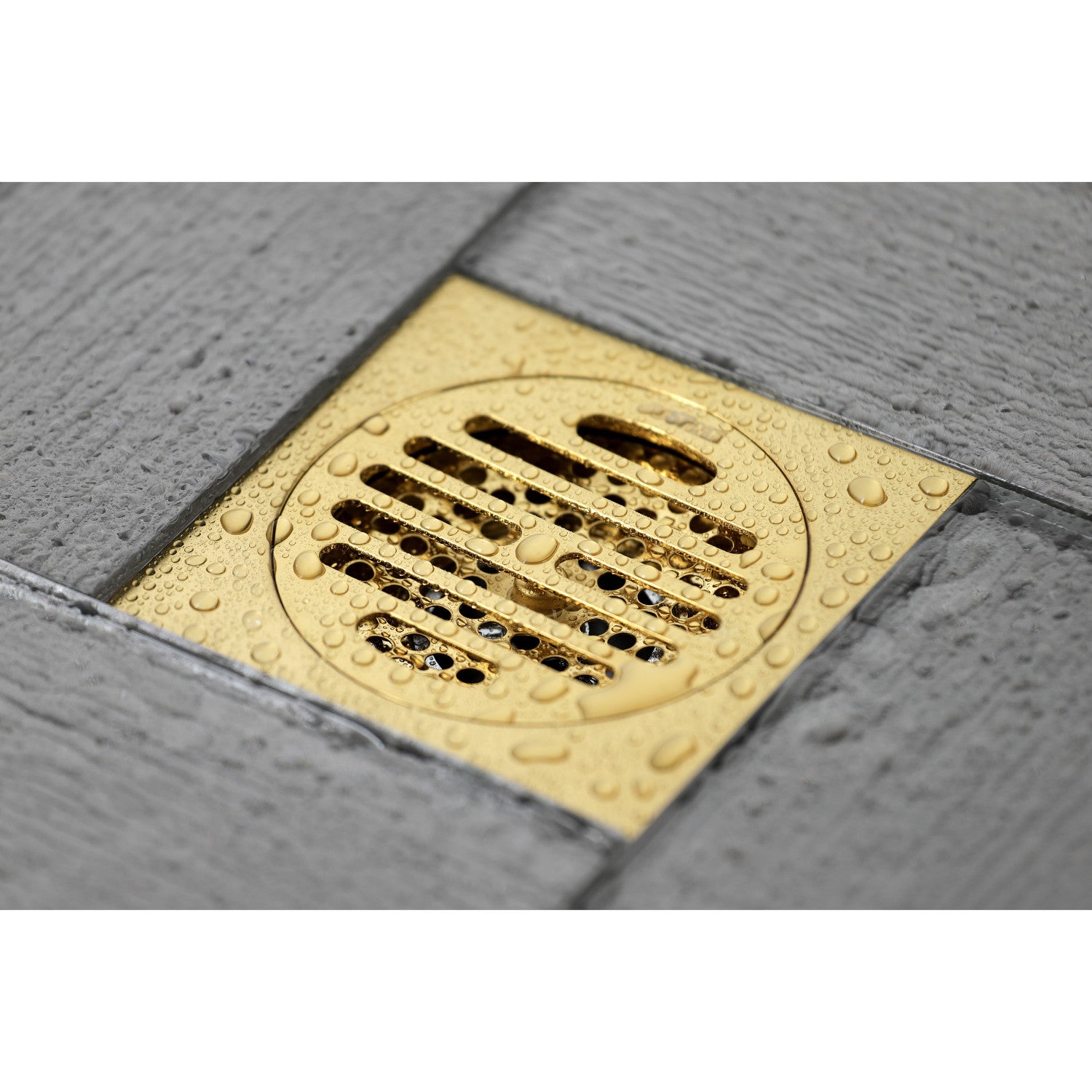 Kingston Watercourse BSF4262BB 4-Inch Brass Square Grid Shower Drain with Hair Strainer, Brushed Brass