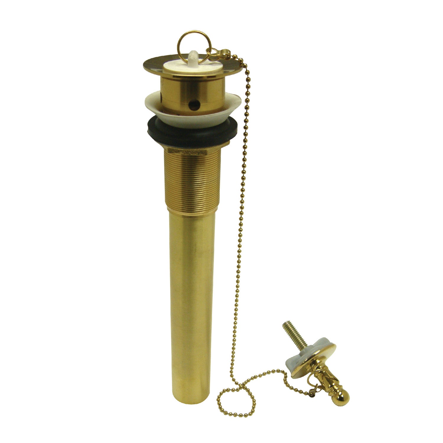Kingston Heirloom CC1002 - Vintage Brass Chain and Plug Bathroom Sink Drain with Overflow, 20 Gauge, Polished Brass