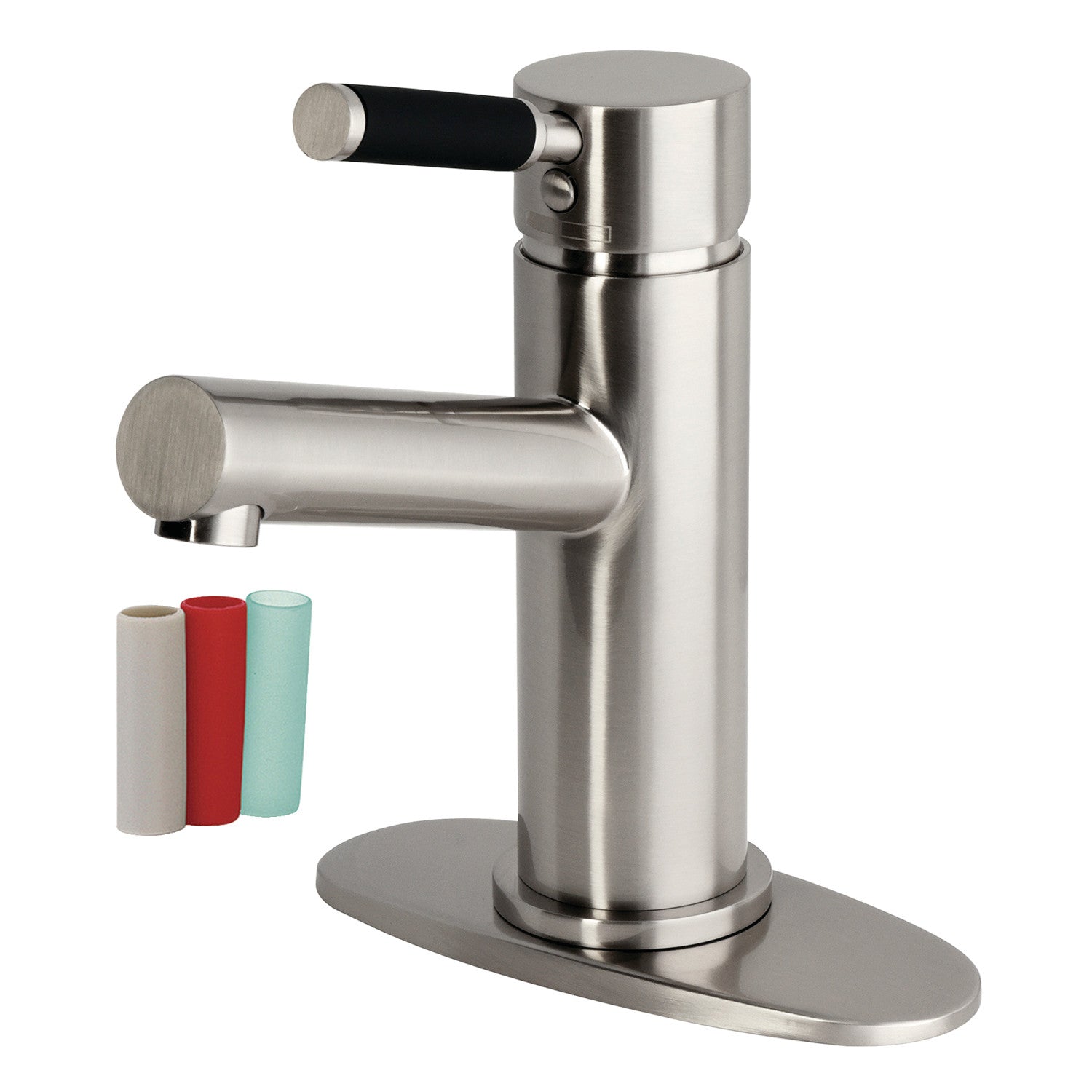 Kingston Kaiser LS8428DKL Robinet de salle de bains à une poignée 1 trou avec plaque de plate-forme et bonde à tirette, nickel brossé