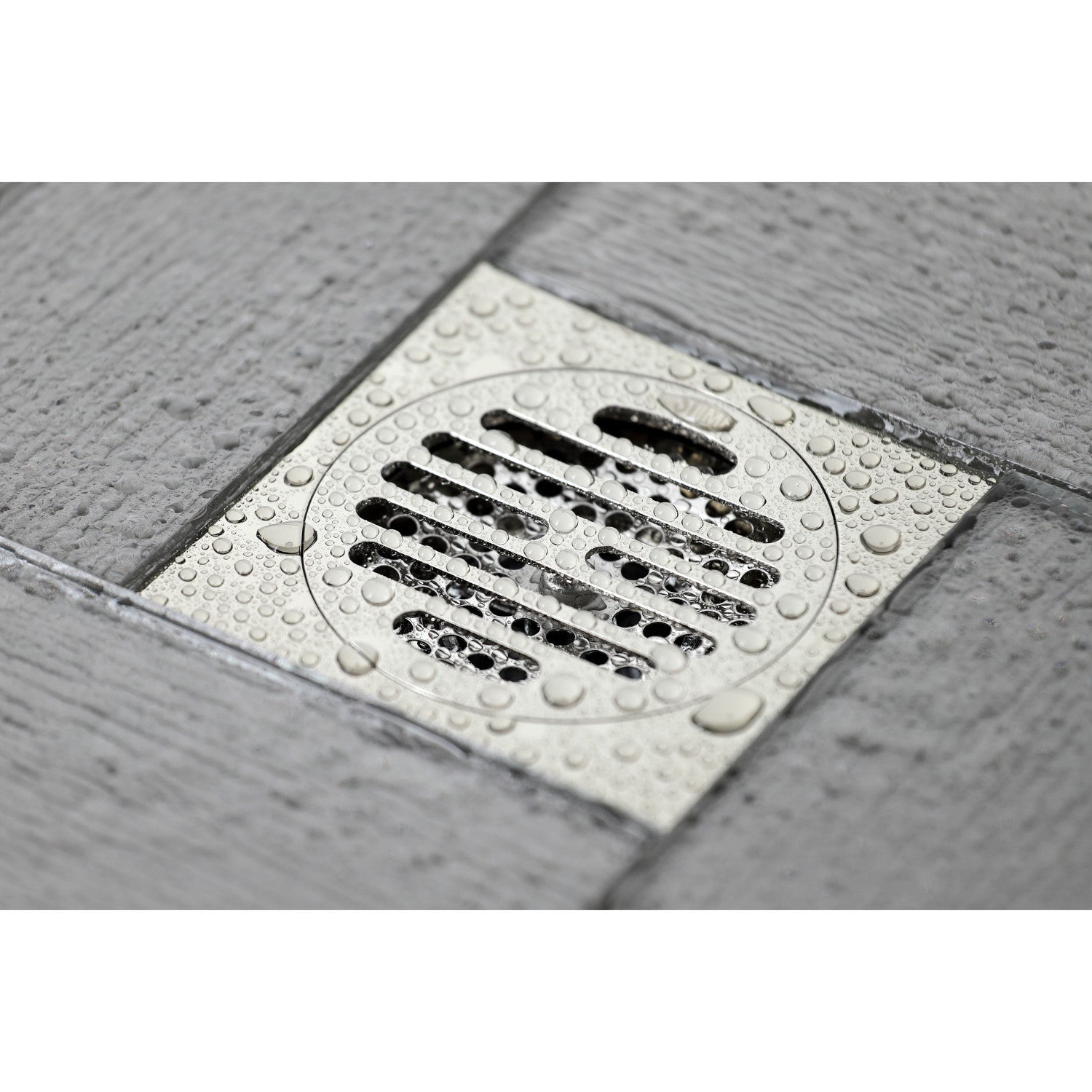 Kingston Watercourse BSF4262PN 4-Inch Brass Square Grid Shower Drain with Hair Strainer, Polished Nickel