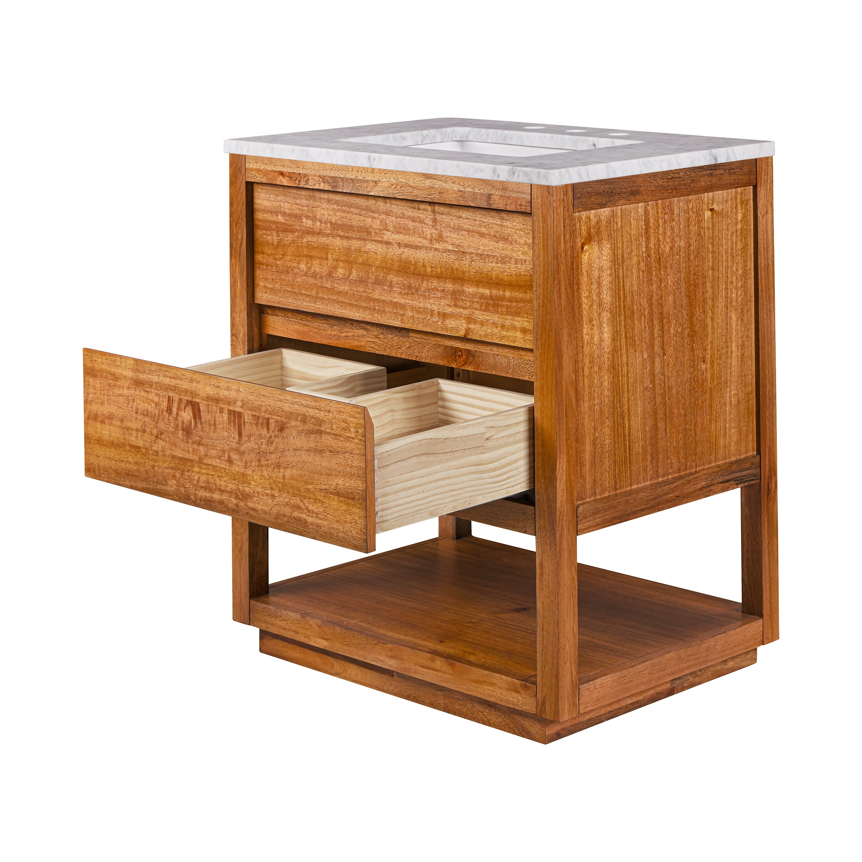 Kingston Luxe OA30CW00MW - 30 in. x 22 in. Bathroom Vanity Single Sink with White Marble Top and White Basin, Mango Wood