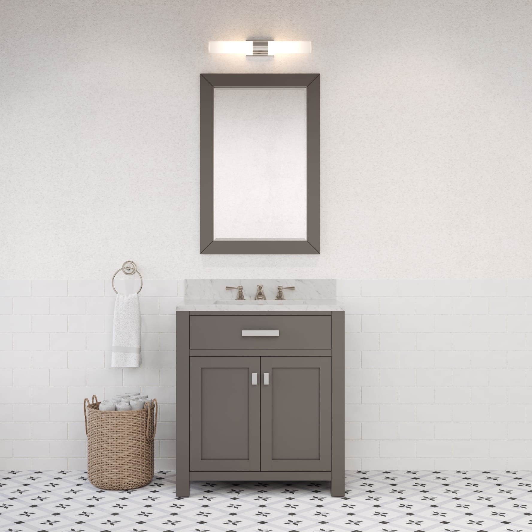 Kingston Luxe MS30CW01CG - 30 in. x 21 in. Bathroom Vanity Marble Top in Carrara White, Cashmere Grey