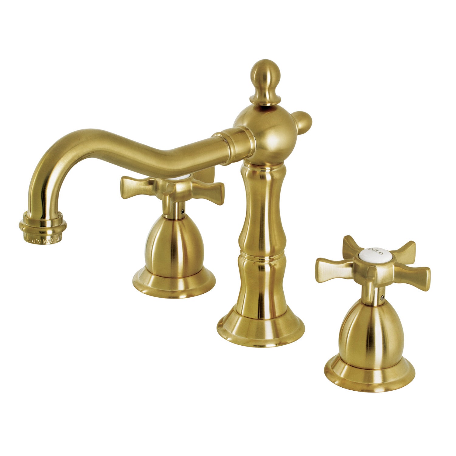 Kingston Heirloom KS1977NX - Robinet de salle de bain à deux poignées Hamilton 3 trous avec couvercle en laiton brossé