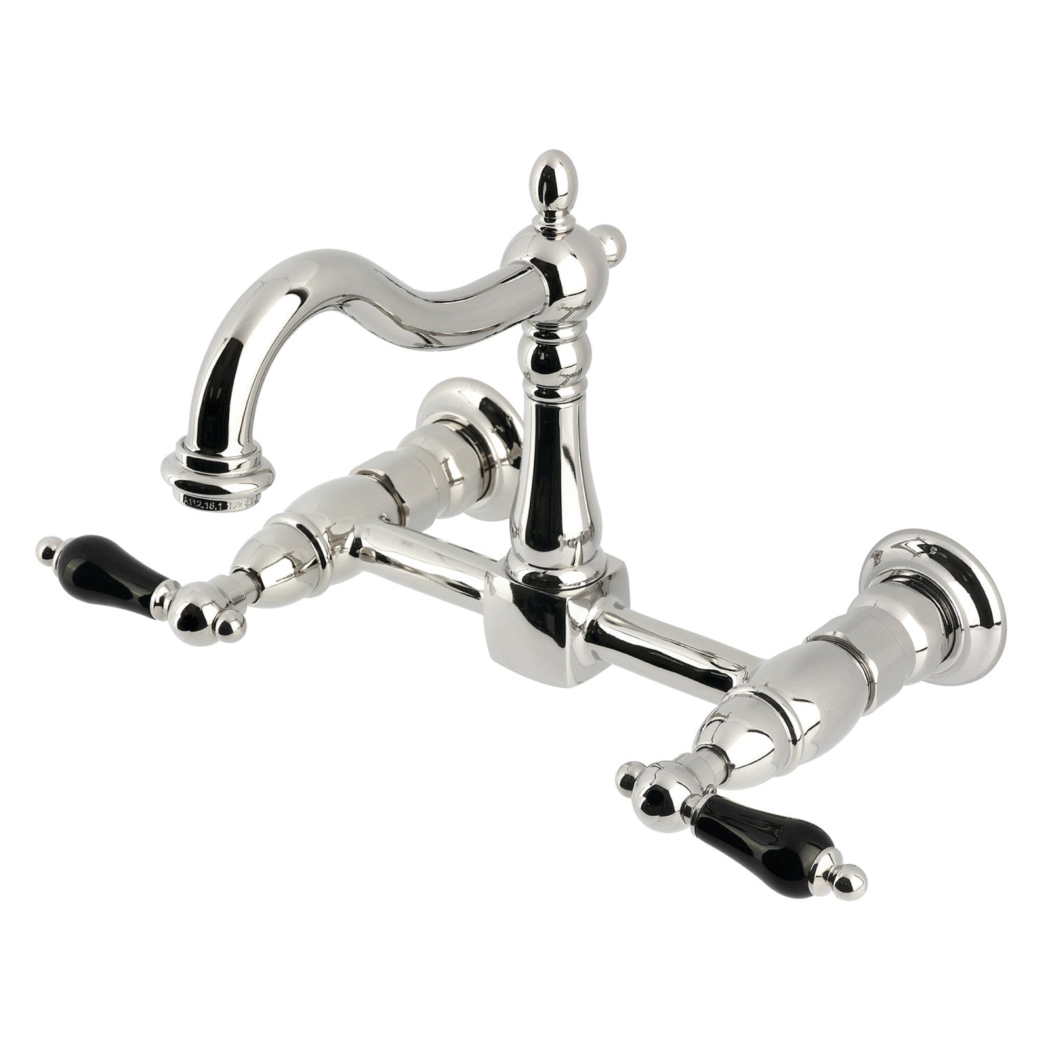 Kingston Heirloom KS1266PKL - Robinet de cuisine à deux poignées 2 trous Wall Mount Bridge, nickel poli