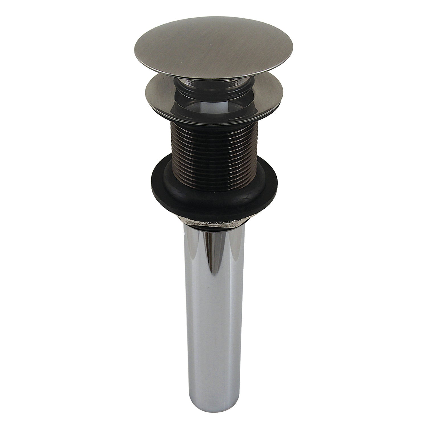 Kingston Sona EV700VN - Trimscape Brass Push Pop-Up Bathroom Sink Drain without Overflow, 22 Gauge, Black Stainless