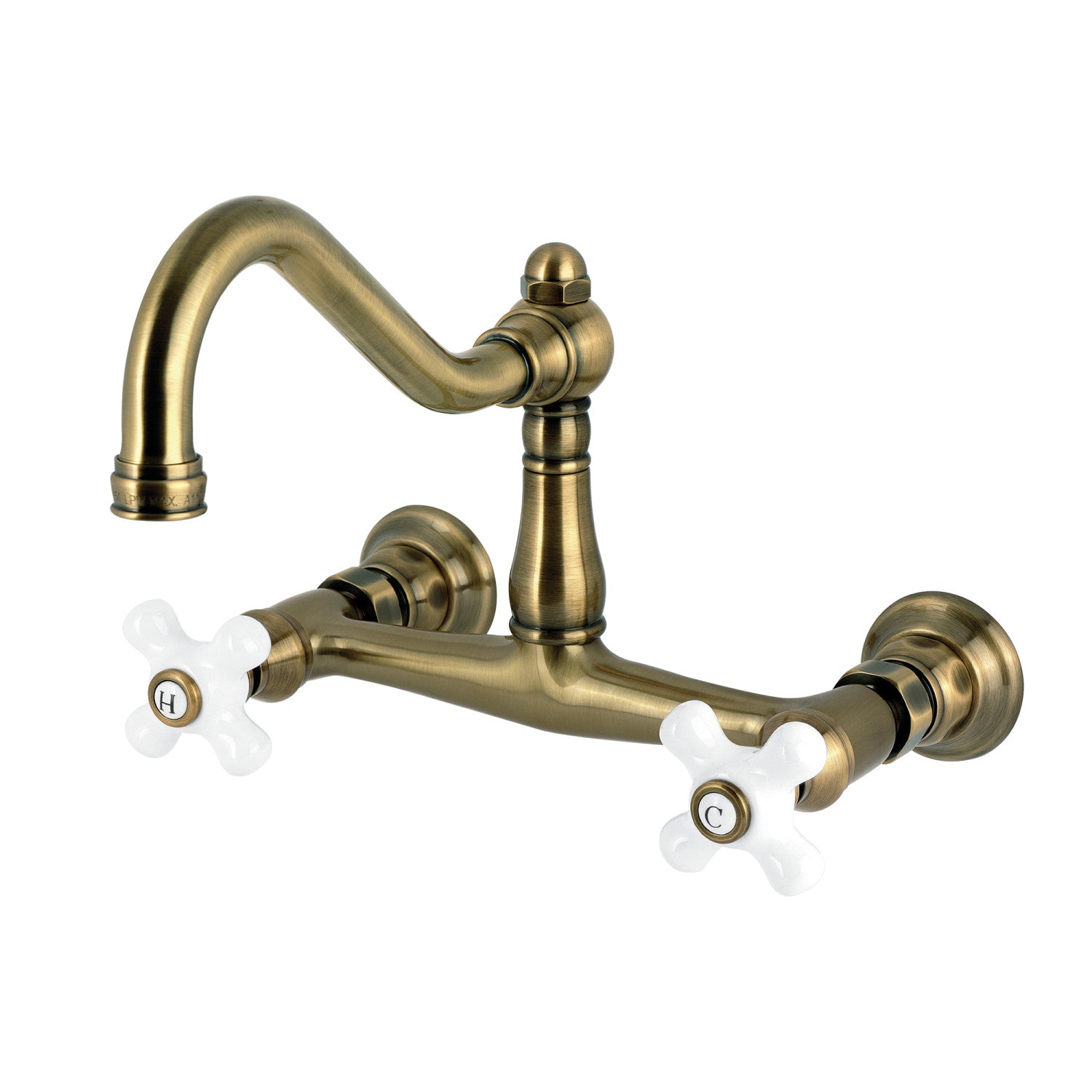 Kingston Heirloom KS3243PX - Robinet de salle de bains à double poignée vintage 2 trous, laiton antique