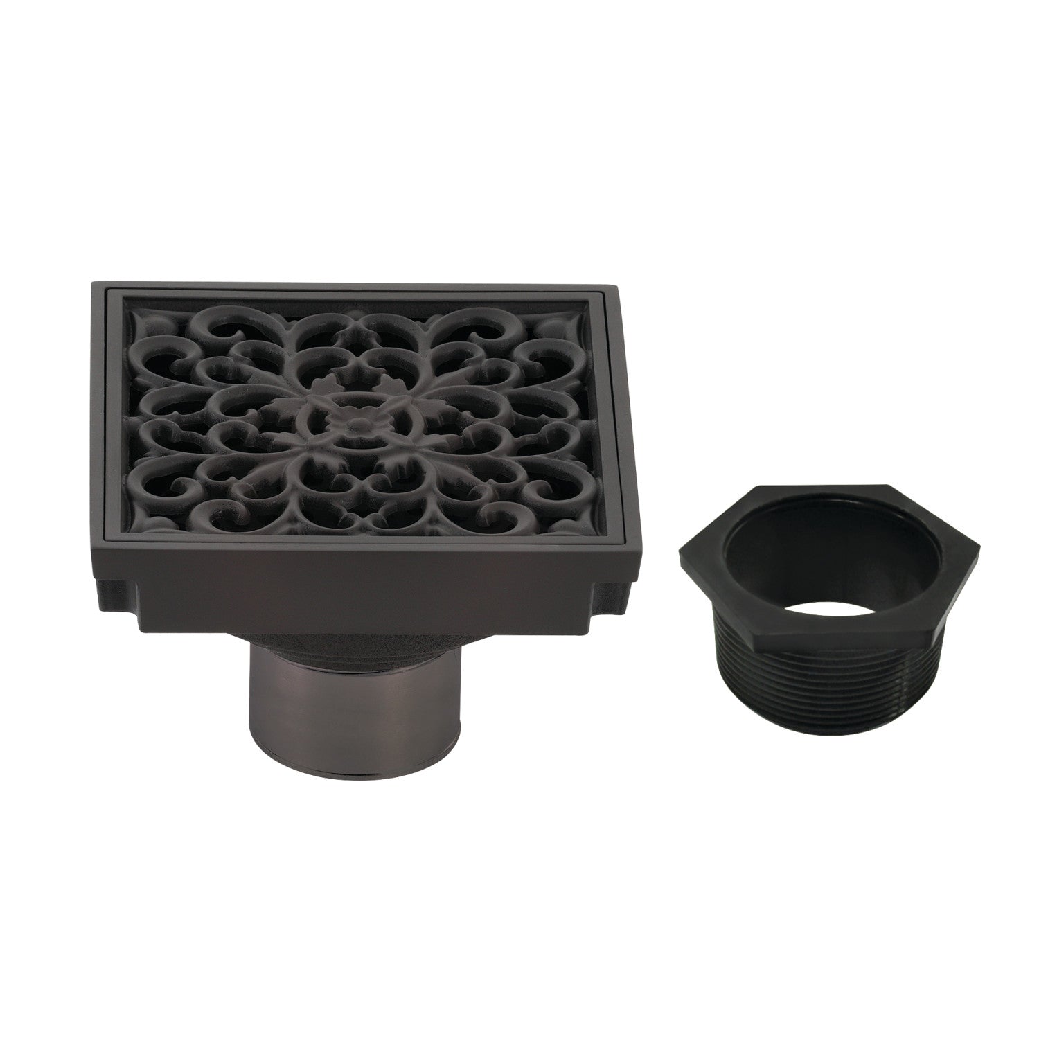 Kingston Watercourse BSF9771ORB 4-Inch Brass Square Grid Shower Drain with Hair Strainer, Oil Rubbed Bronze