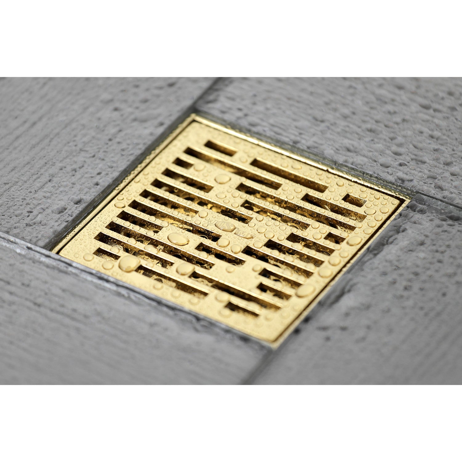 Kingston Watercourse BSF6310PB 4-Inch Brass Square Grid Shower Drain with Hair Strainer, Polished Brass