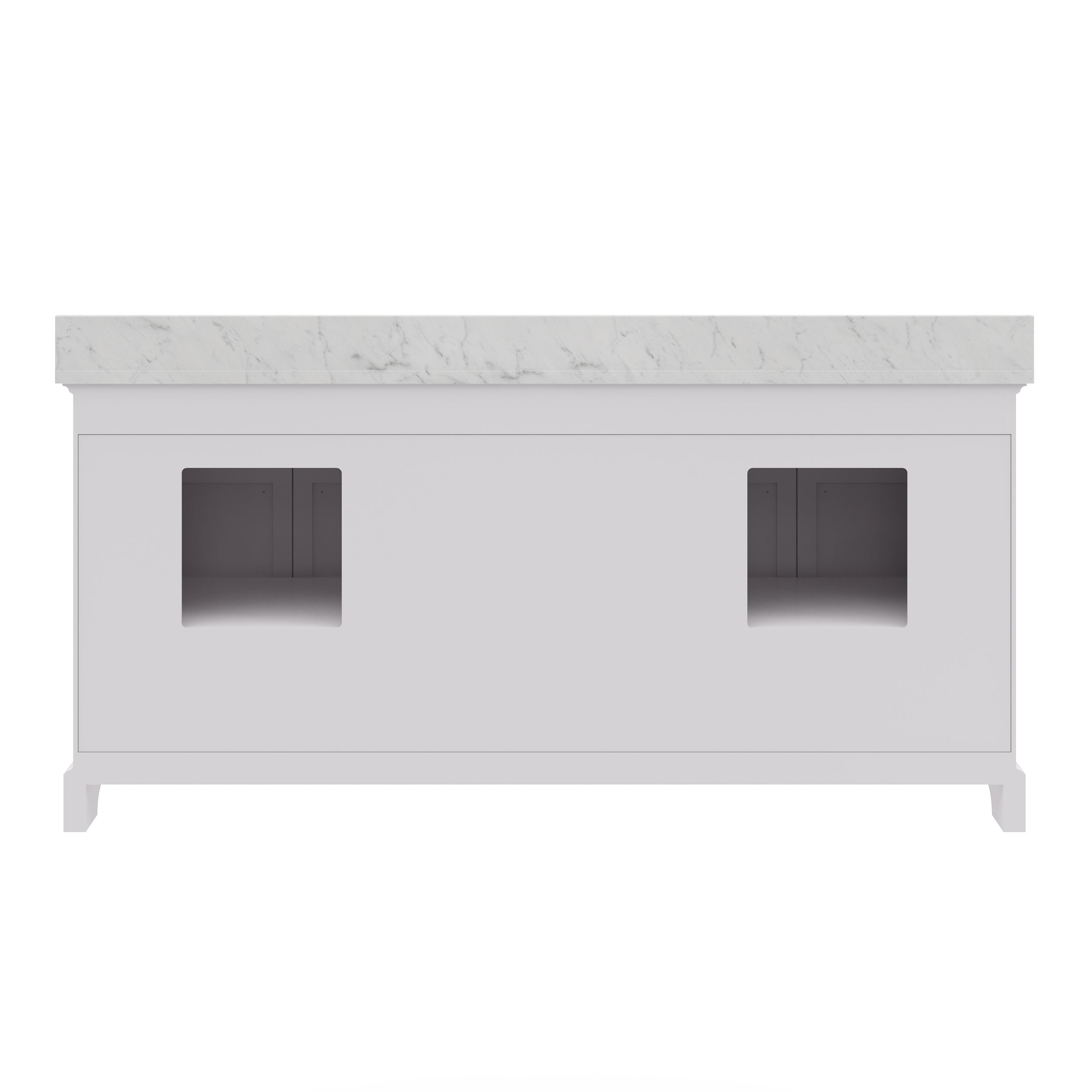 Kingston Luxe DE72CW01PW - 72 in. x 22 in. Bathroom Vanity Marble Top and White Basin, White