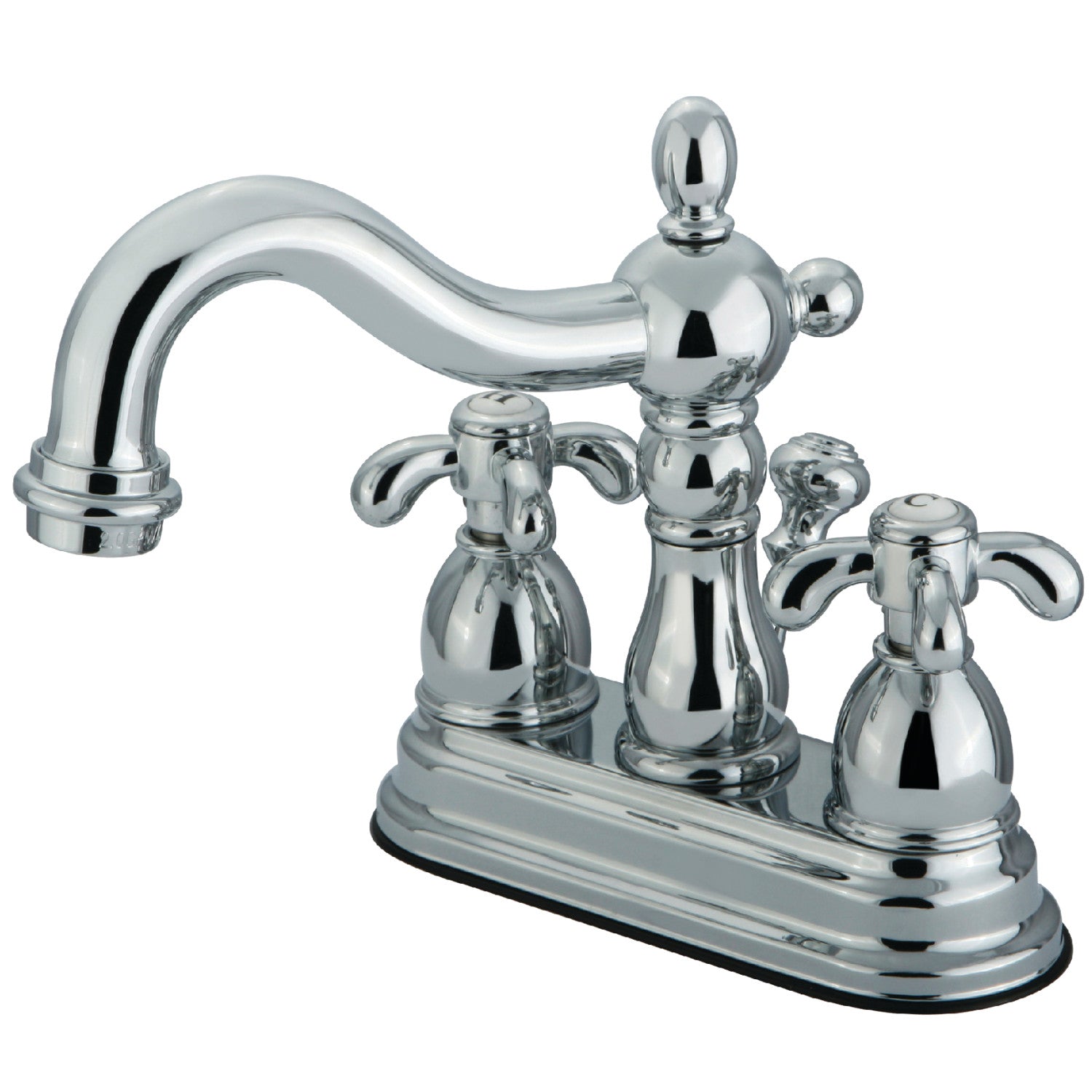 Kingston Heirloom KS1601TX - French Country Double-Handle 3 trous montage sur plage 4-Inch Centerset Robinet de salle de bain avec laiton à tirette, poli Chrome