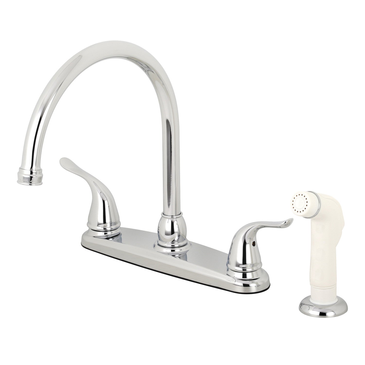 Kingston Tulare KB791YL - Robinet de cuisine à deux poignées Yosemite 4 trous 8" avec pulvérisateur latéral, chrome poli