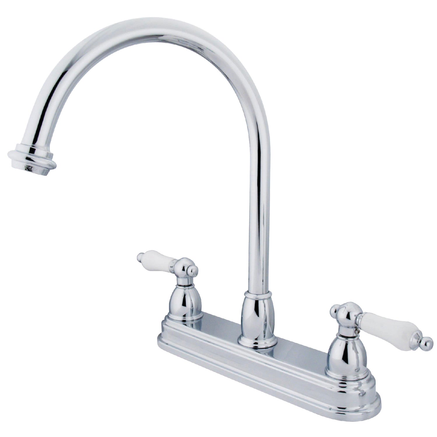 Kingston Heirloom KB3741PL - Restoration Two-Handle 3-Hole 8" Centerset Kitchen Faucet, Polished Chrome