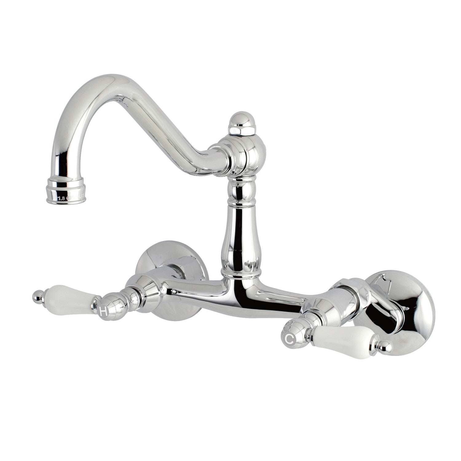 Kingston Heirloom KS3221PL - Robinet de cuisine à deux poignées vintage 2 trous Wall Mount Bridge, chrome poli
