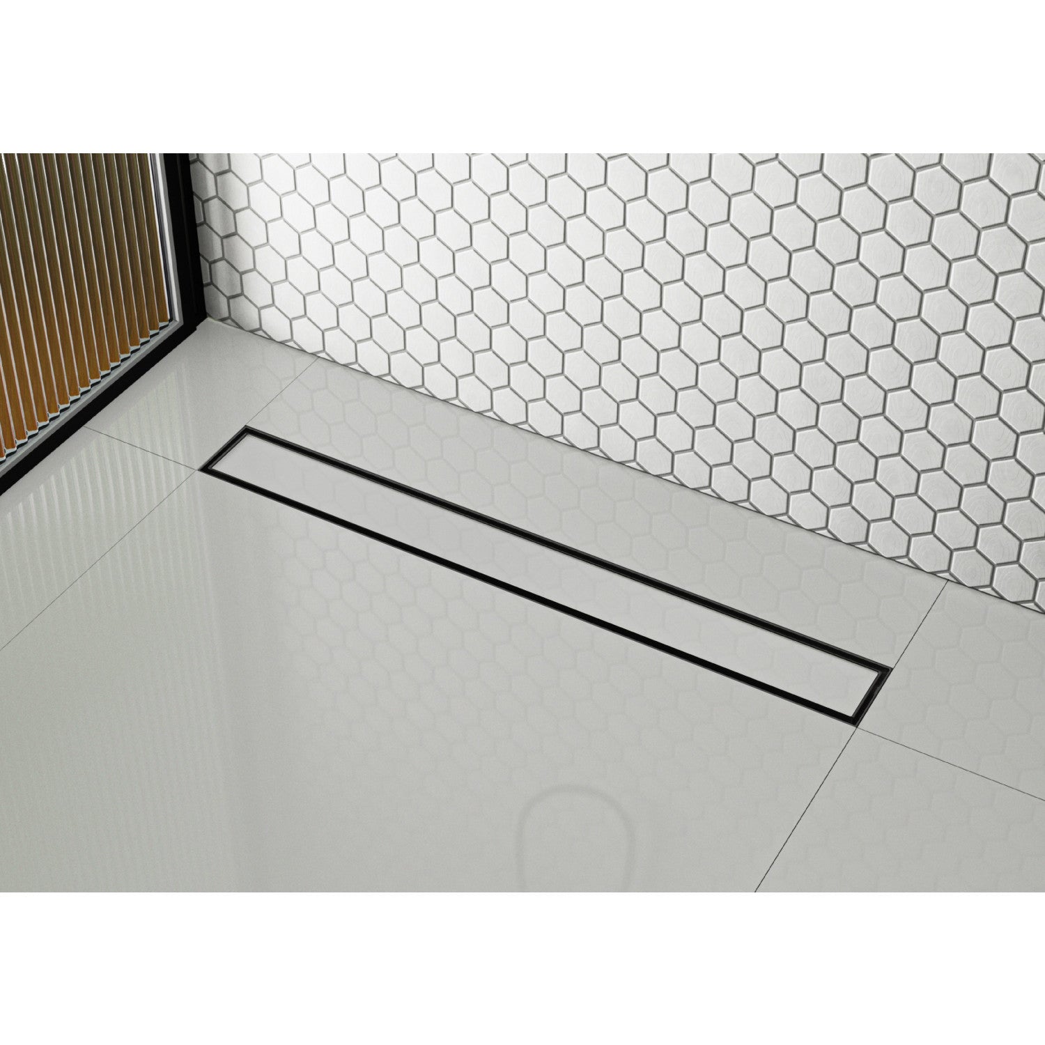 Kingston Watercourse BSF2420 24-Inch Stainless Steel Linear Shower Drain with Reversible Tile Insert and Flat Grate, Matte Black