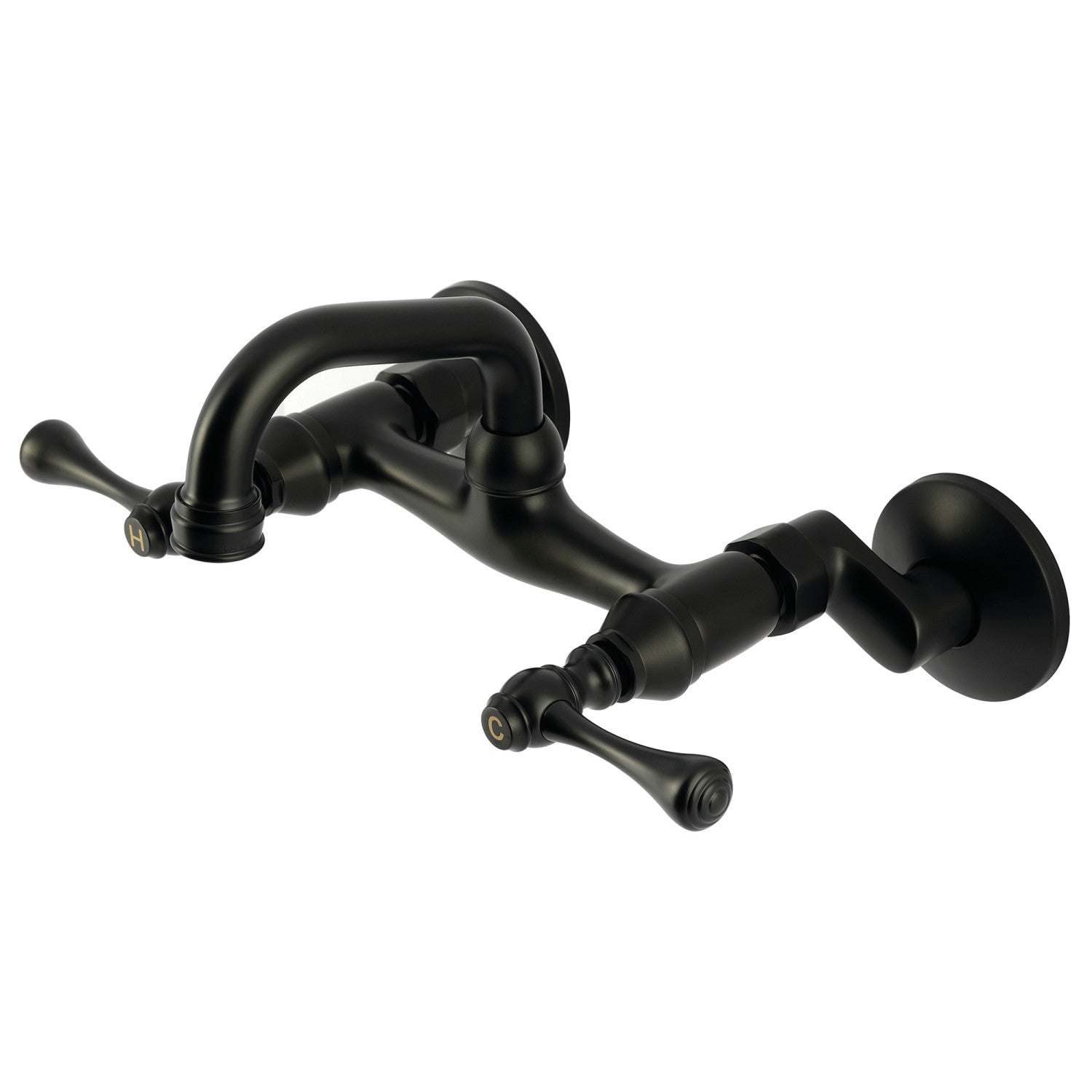 Kingston Tulare KS312MB - Robinet de barre à deux poignées Kingston 2 trous, noir mat