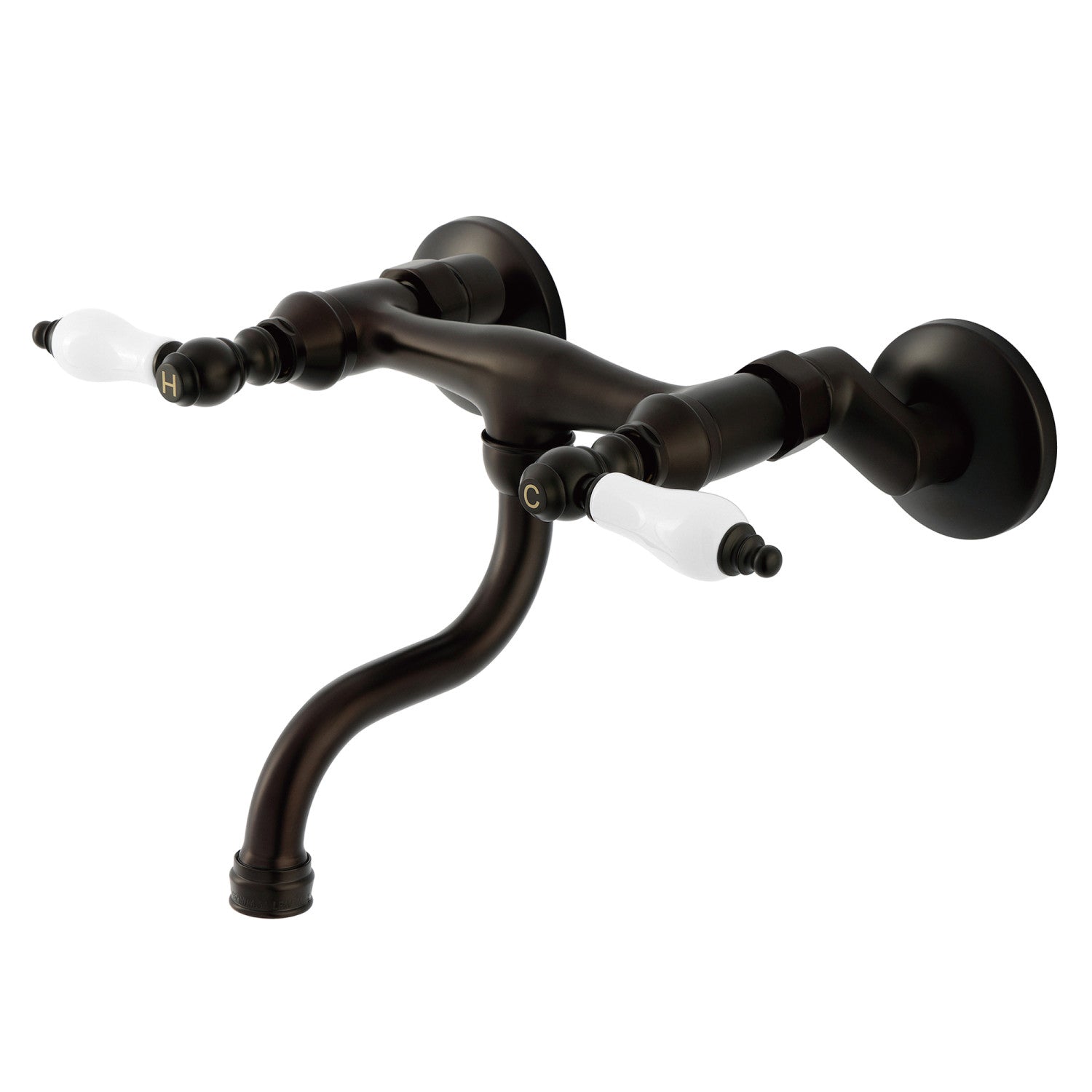 Kingston Heirloom KS2115PL - Robinet de salle de bains à double poignée 2 trous Wall Mount, bronze frotté à l'huile
