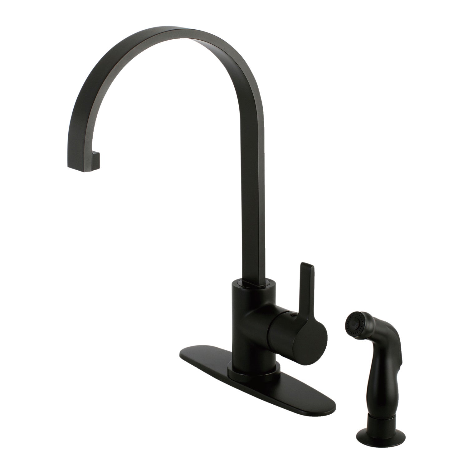 Kingston Sona LS8710CTLSP - Robinet de cuisine à une poignée Continental 2 trous avec pulvérisateur latéral, noir mat