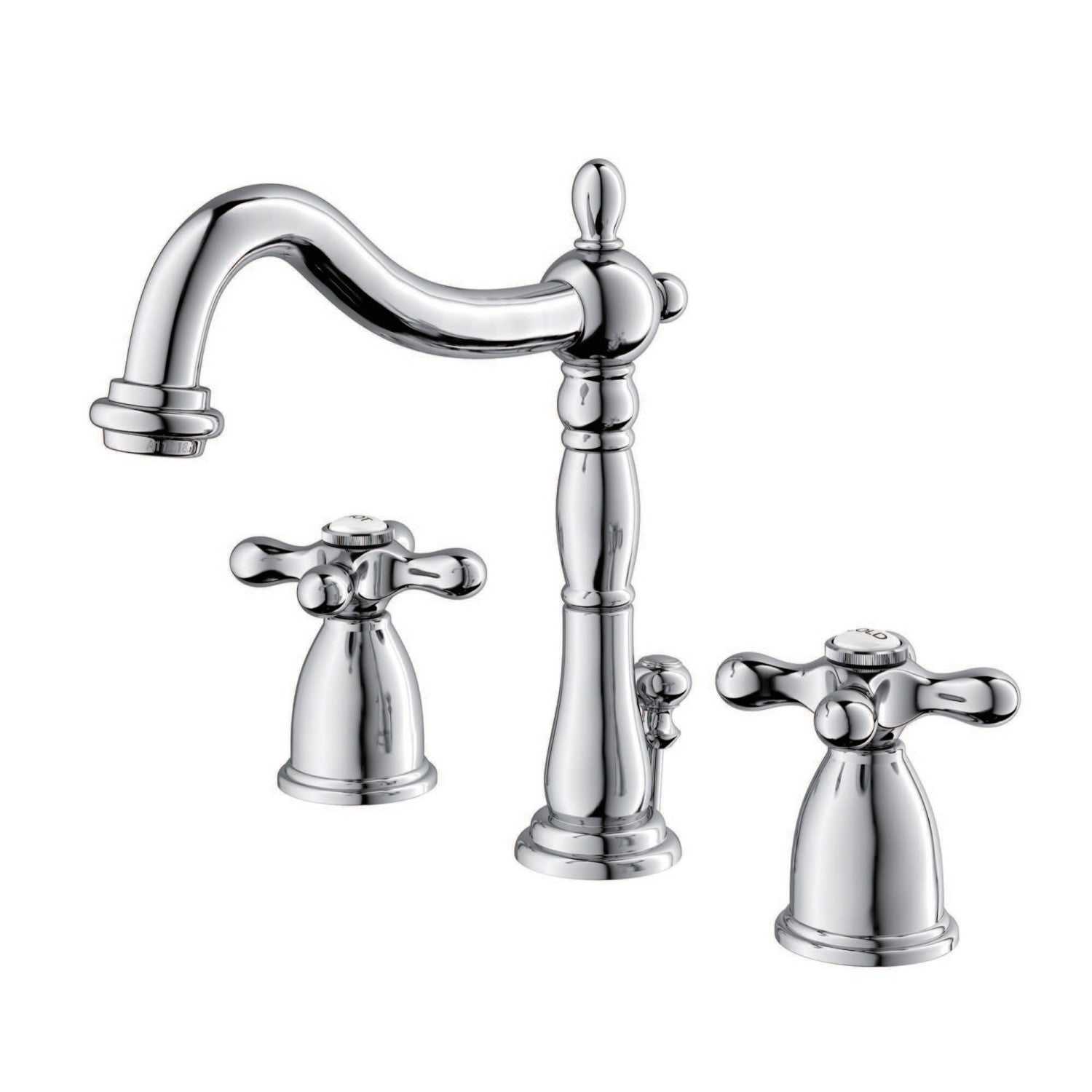 Kingston Heirloom KB1971AX - Heritage Two-Handle 3-Hole Deck Mount Widespread Bathroom Faucet with Pop-Up Drain, Polished Chrome