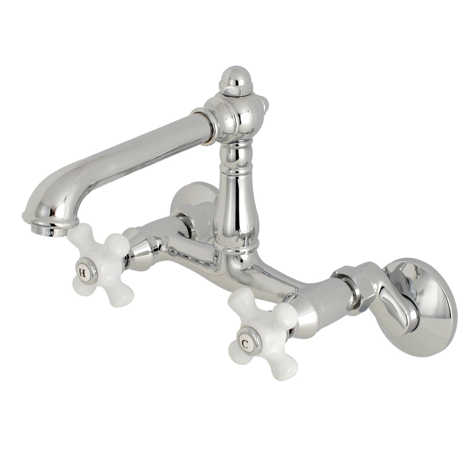 Kingston Tulare KS7221PX - Robinet de cuisine à deux poignées de pays anglais 2 trous Wall Mount Bridge, chrome poli