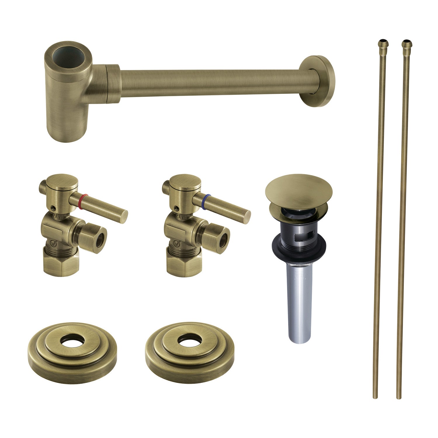 Kingston Sona CC53303DLTRMK2 - Trimscape Modern Plumbing Sink Trim Kit with Bottle Trap and Overflow Drain, Antique Brass