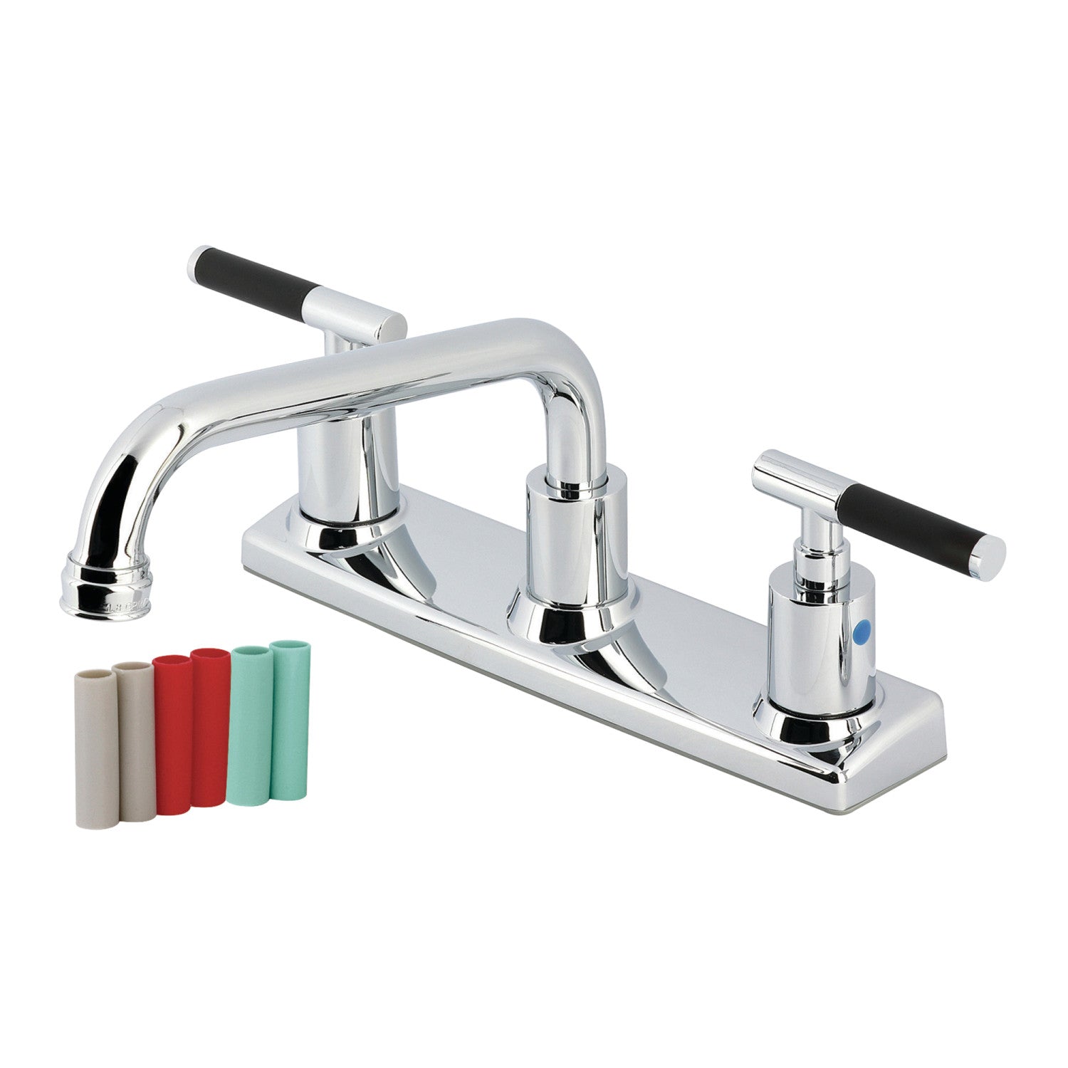 Kingston Sona FB2131CKL - Robinet de cuisine central à deux poignées Kaiser 2 trous 8, chrome poli