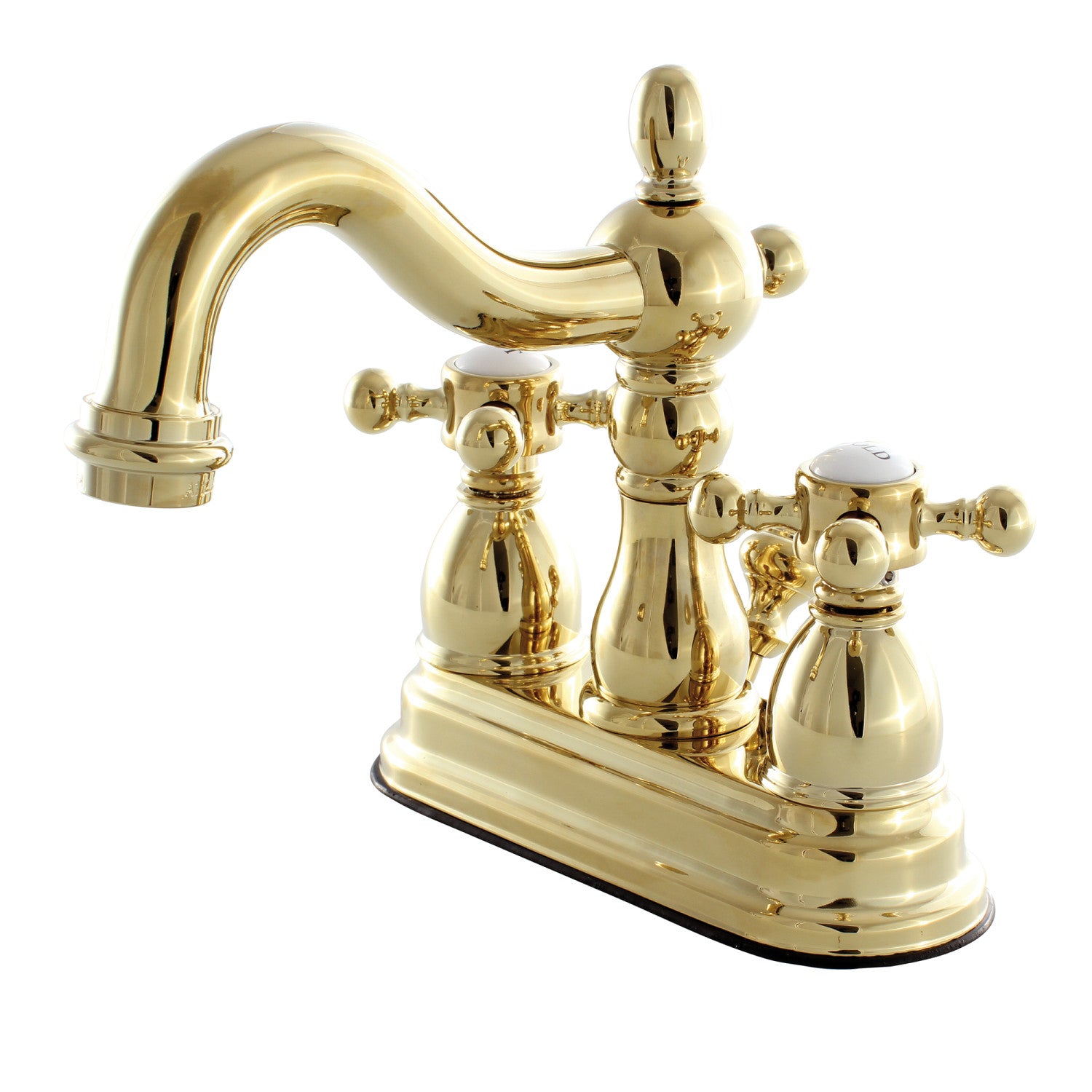 Kingston Heirloom KB1602BX - Heritage Double-Handle 3 trous montage sur plage 4-Inch Centerset Robinet de salle de bains avec drain à tirette, laiton poli