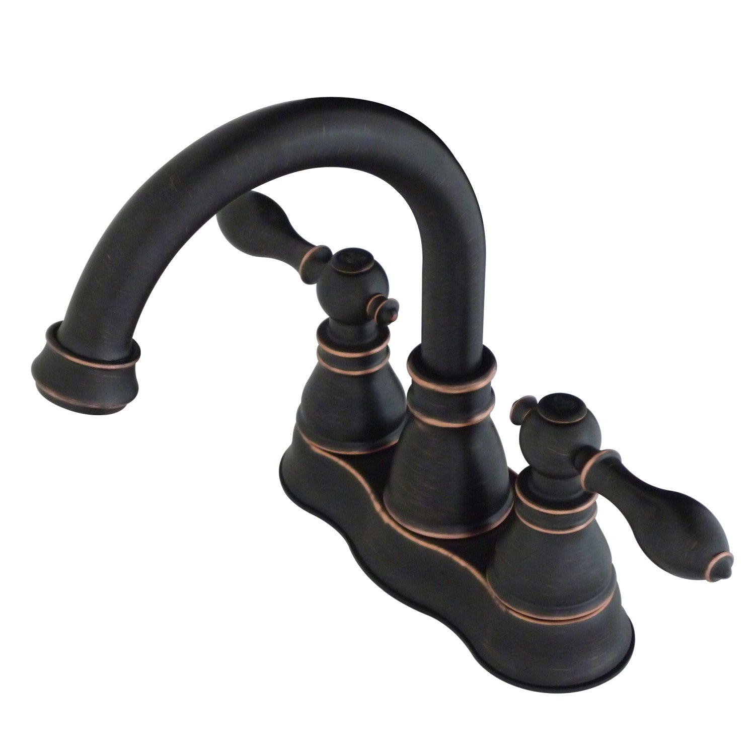 Kingston Heirloom FSC1616ACL - American Classic Double-Handle 3-Hole Deck Mount 4-Inch Centerset Bathroom Faucet with Push-Up Pop-Up, Naples Bronze